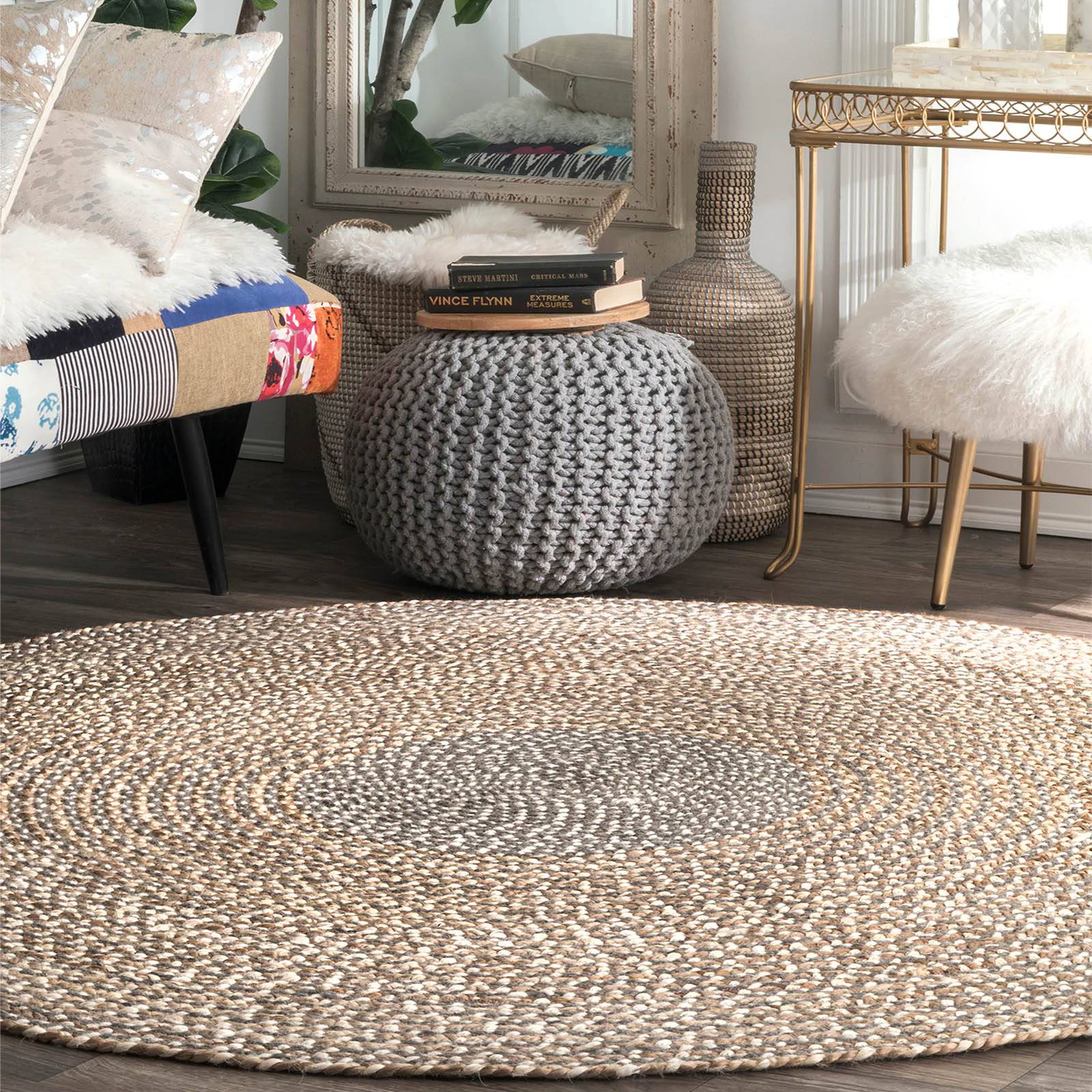 D100 Cm Braided Round Handmade Wool Rug Jh-2351-S -  Rugs | سجادة صوف دائرية مضفرة مقاس 100 سم - ebarza Furniture UAE | Shop Modern Furniture in Abu Dhabi & Dubai - مفروشات ايبازرا في الامارات | تسوق اثاث عصري وديكورات مميزة في دبي وابوظبي