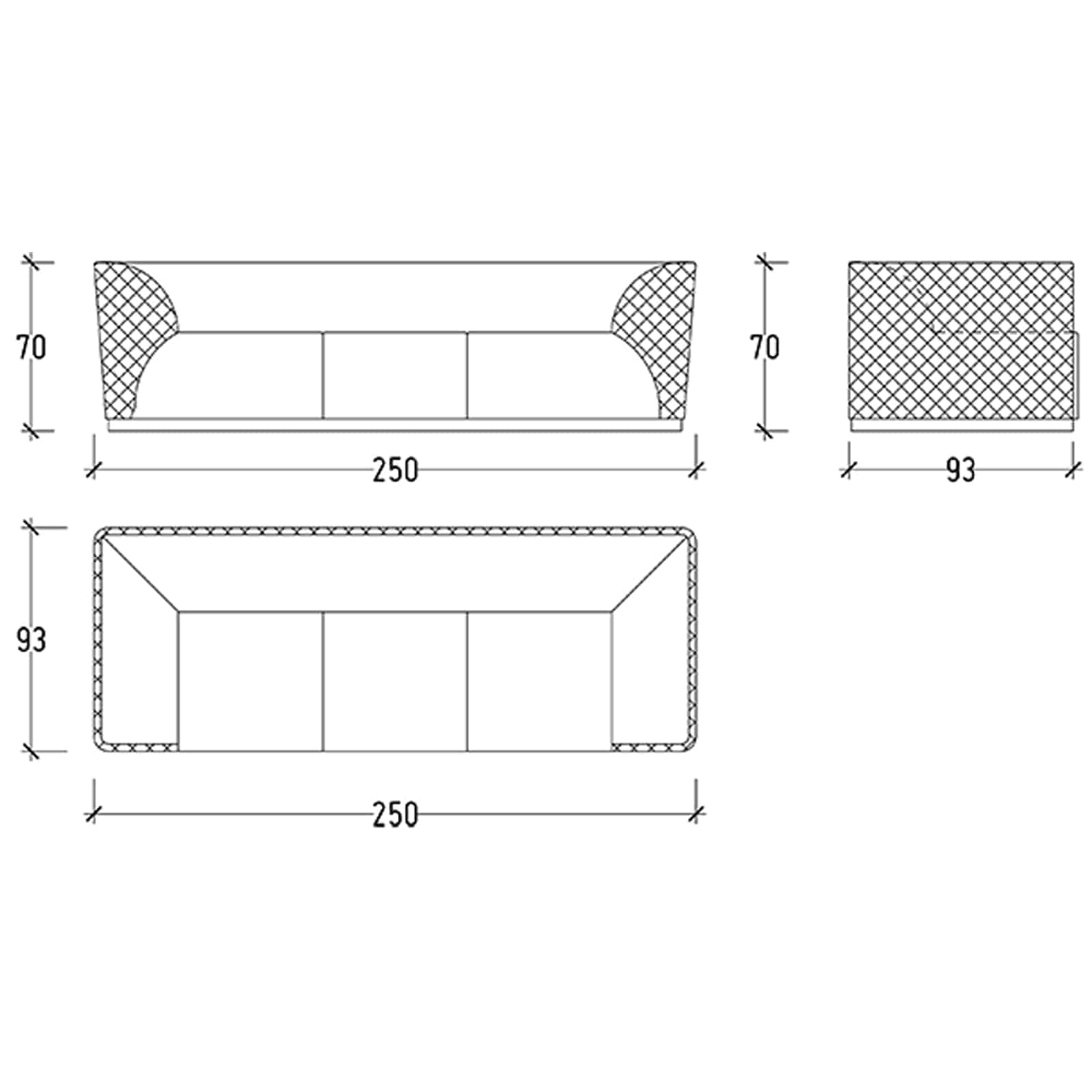 Delta 3 Seater Sofa Delt-3S -  Sofas | صوفا 3 مقاعد من دلتا - ebarza Furniture UAE | Shop Modern Furniture in Abu Dhabi & Dubai - مفروشات ايبازرا في الامارات | تسوق اثاث عصري وديكورات مميزة في دبي وابوظبي