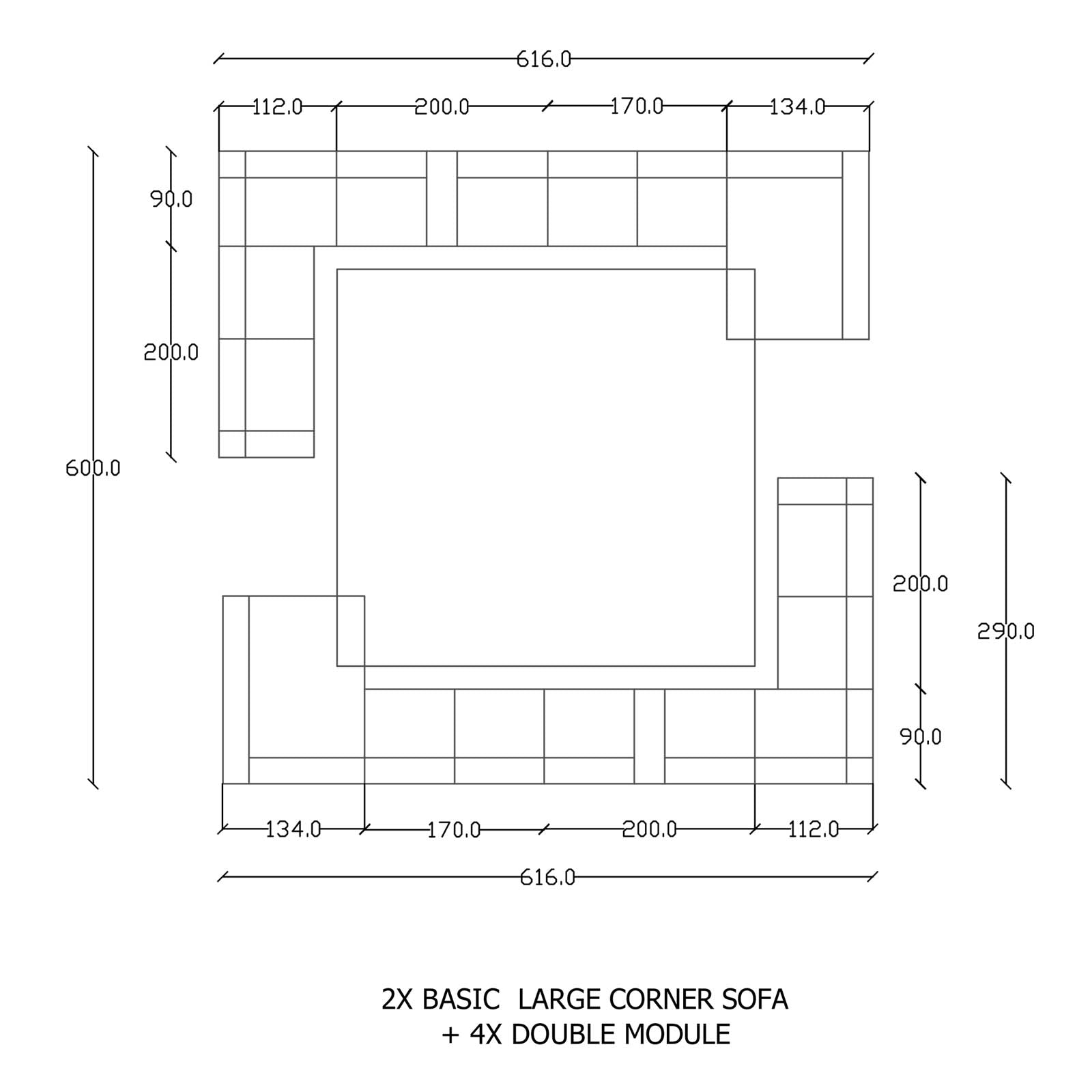 Diamond U Shape Corner Sofa Diamond6340-01 -  Sofas - ebarza Furniture UAE | Shop Modern Furniture in Abu Dhabi & Dubai - مفروشات ايبازرا في الامارات | تسوق اثاث عصري وديكورات مميزة في دبي وابوظبي