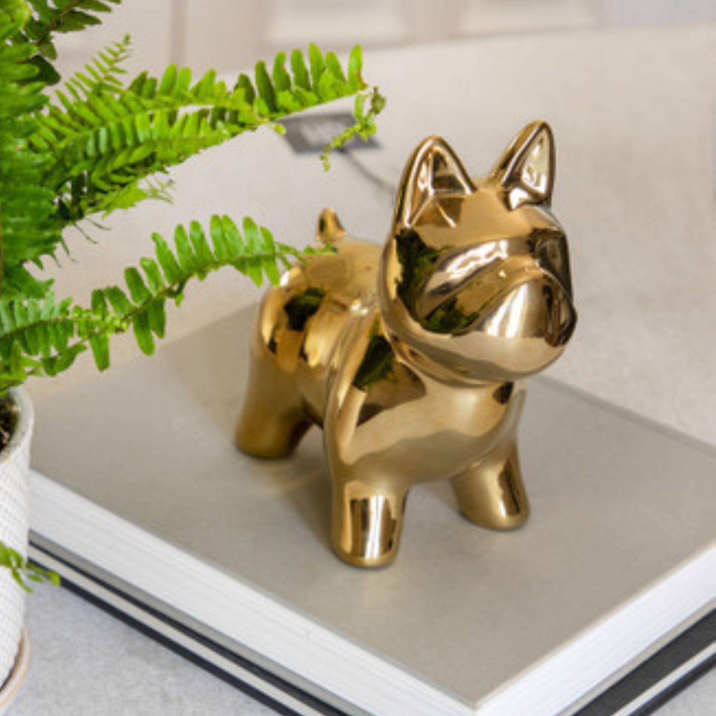 Dog Ceramic Table Décor - Gold 15827-01 -  Home Decor Figurines | ديكور طاولة سيراميك للكلاب - ذهبي - ebarza Furniture UAE | Shop Modern Furniture in Abu Dhabi & Dubai - مفروشات ايبازرا في الامارات | تسوق اثاث عصري وديكورات مميزة في دبي وابوظبي