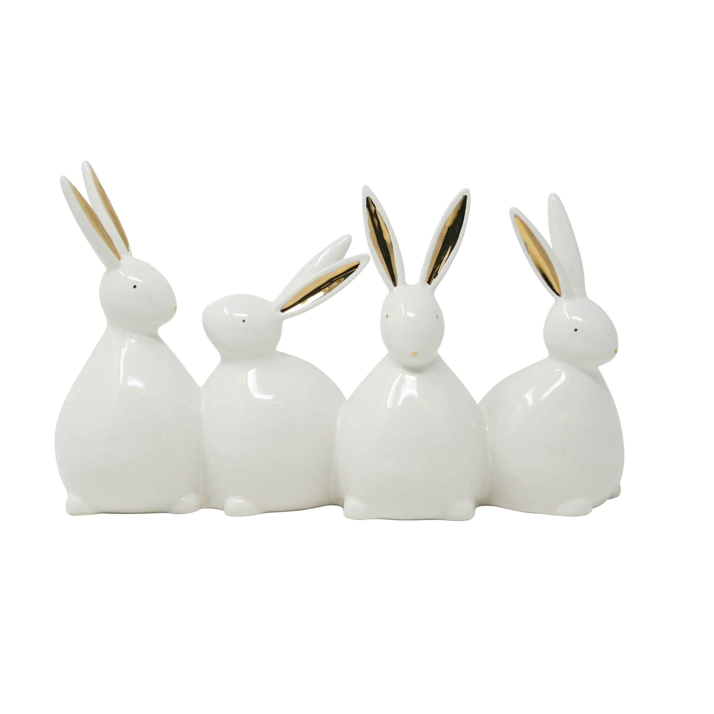 Dolomite Bunnies - White And Gold 13016-02 -  Home Decor Figurines | أرانب الدولوميت - أبيض وذهبي - ebarza Furniture UAE | Shop Modern Furniture in Abu Dhabi & Dubai - مفروشات ايبازرا في الامارات | تسوق اثاث عصري وديكورات مميزة في دبي وابوظبي