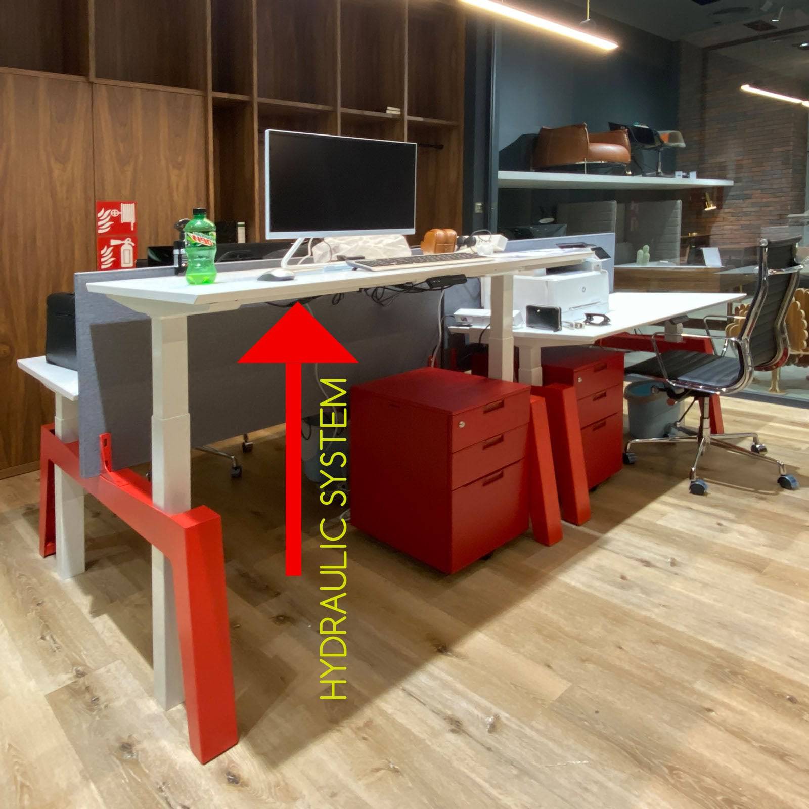 Ebarza Hydraulic  2Staff Workstation-Yellow -  Office Desks - ebarza Furniture UAE | Shop Modern Furniture in Abu Dhabi & Dubai - مفروشات ايبازرا في الامارات | تسوق اثاث عصري وديكورات مميزة في دبي وابوظبي