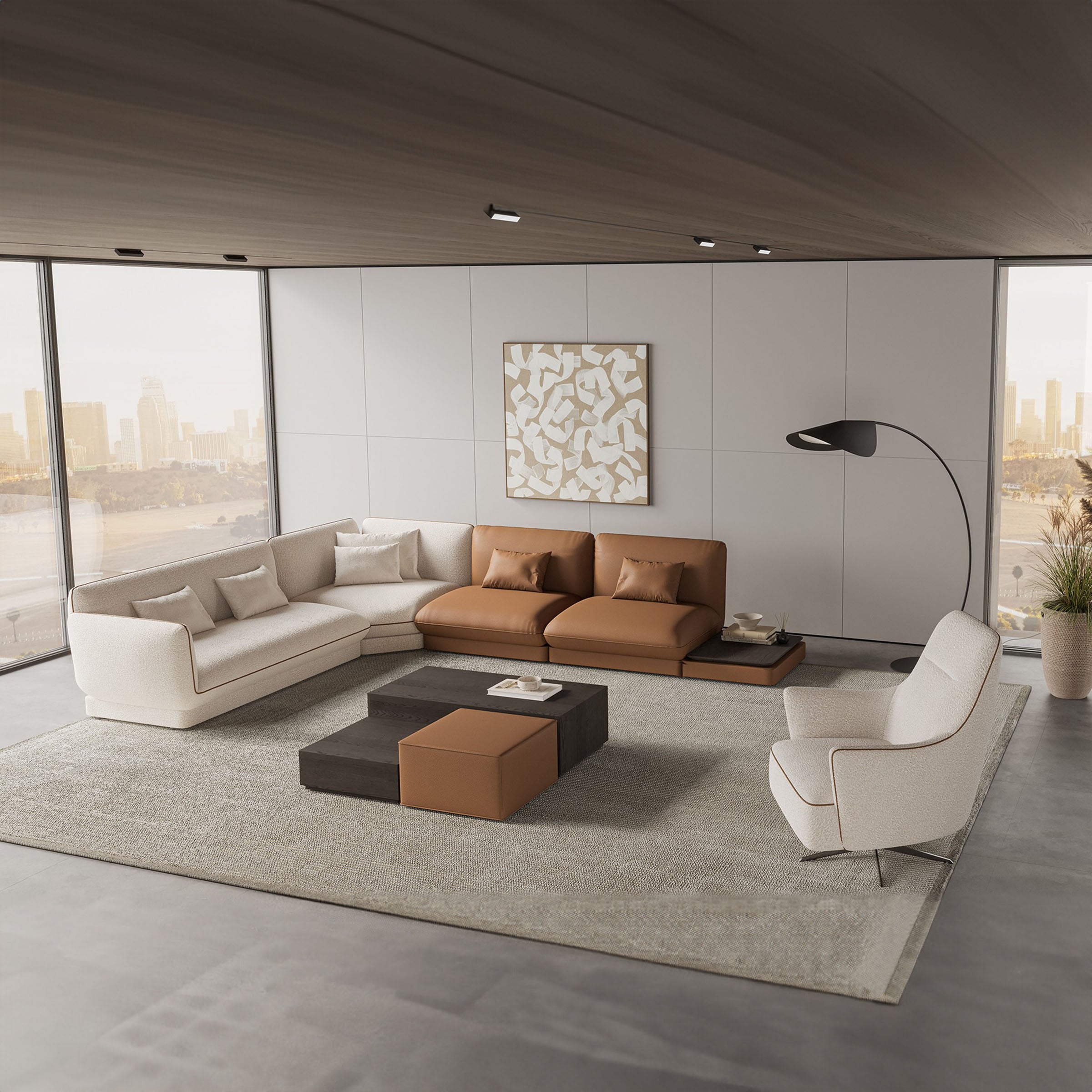 Loretta Coffee Table Module LR-CT-Caramel -  Sofas | وحدة طاولة القهوة لوريتا - ebarza Furniture UAE | Shop Modern Furniture in Abu Dhabi & Dubai - مفروشات ايبازرا في الامارات | تسوق اثاث عصري وديكورات مميزة في دبي وابوظبي