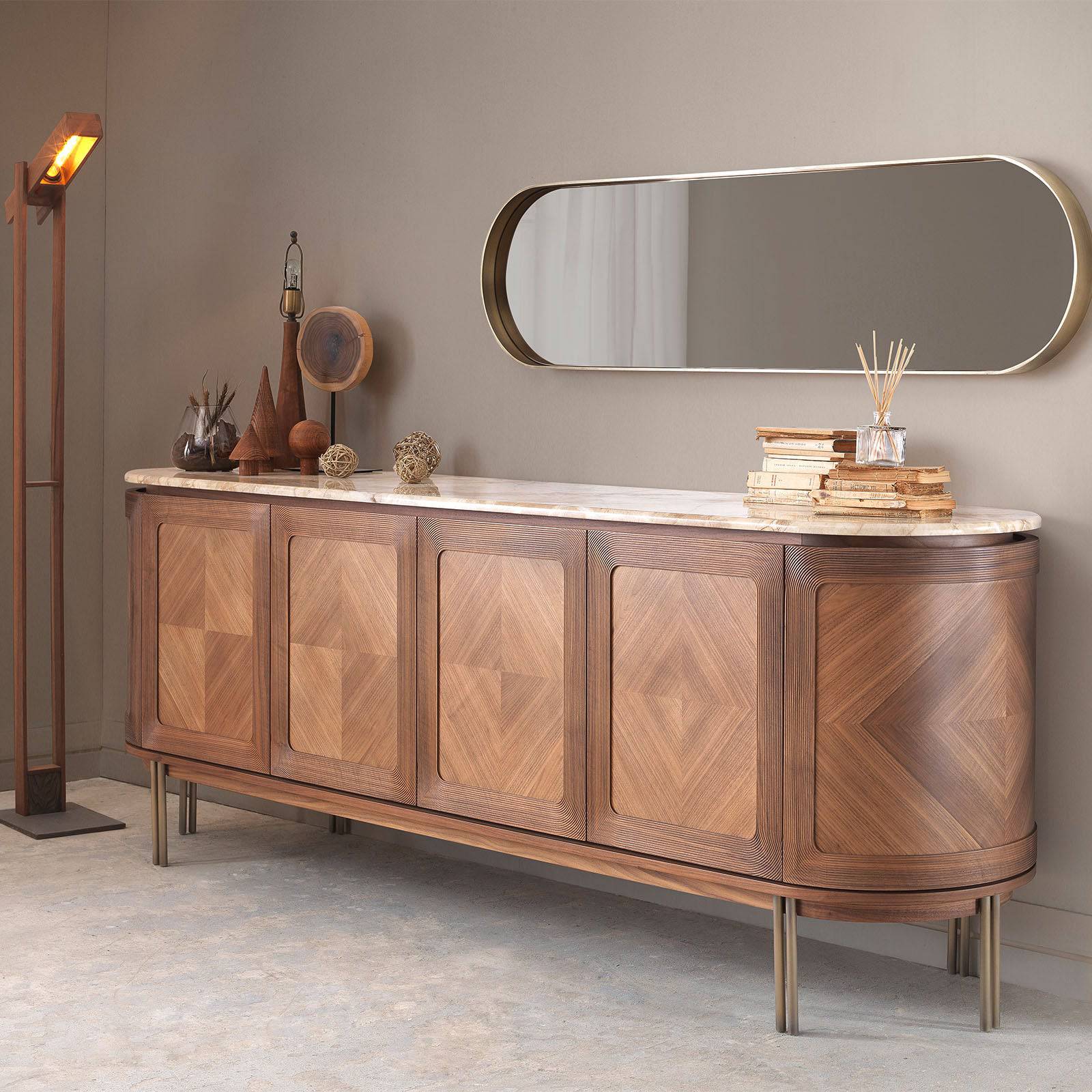 Eva Sideboard With Veneer Top Eva-Sideboard001 -  Sideboards | طاولة جانبية ايفا مع سطح قشرة - ebarza Furniture UAE | Shop Modern Furniture in Abu Dhabi & Dubai - مفروشات ايبازرا في الامارات | تسوق اثاث عصري وديكورات مميزة في دبي وابوظبي