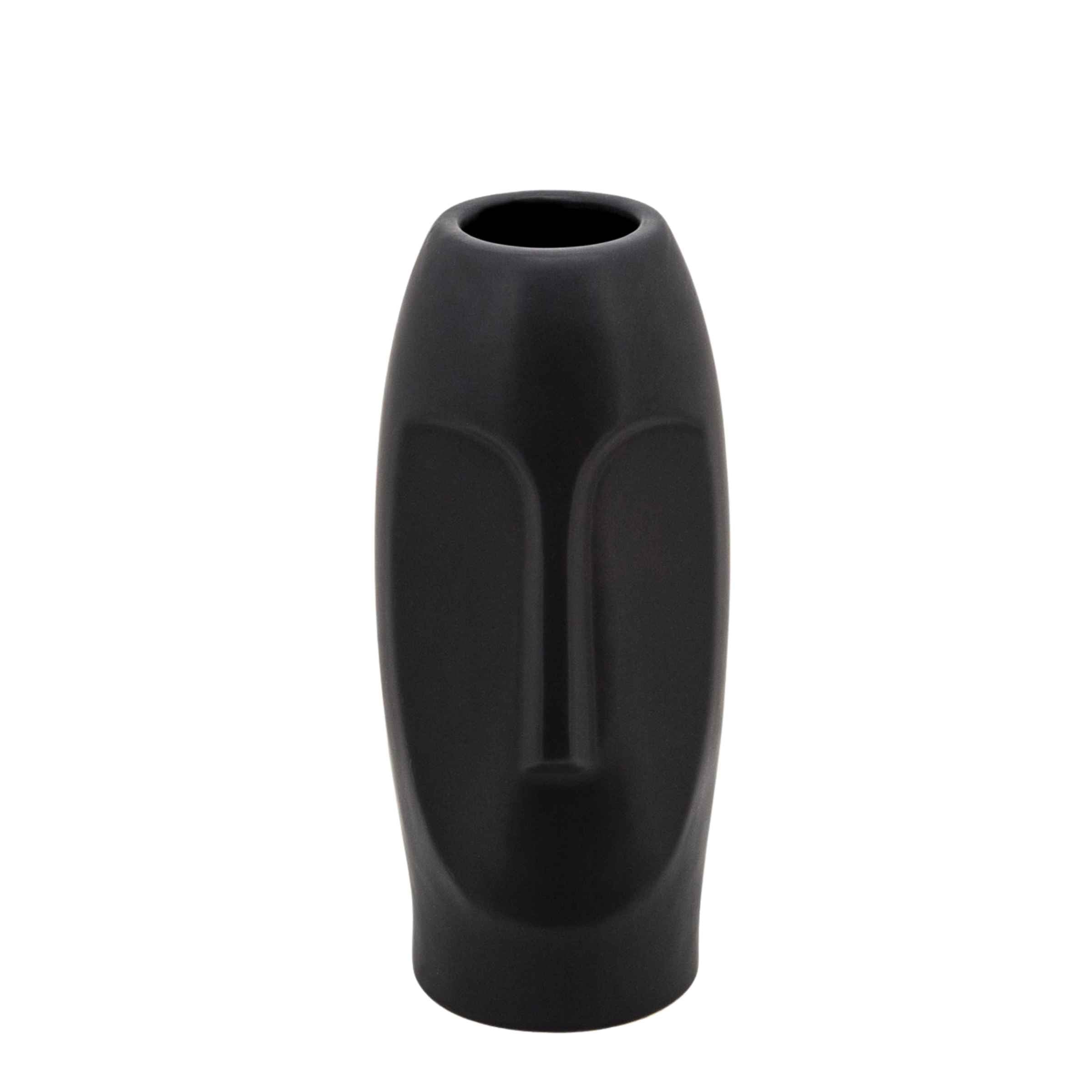 Face Ceramic Vase 25 Cm - Black 15762-02 -  Vases | مزهرية سيراميك للوجه 25 سم - اسود - ebarza Furniture UAE | Shop Modern Furniture in Abu Dhabi & Dubai - مفروشات ايبازرا في الامارات | تسوق اثاث عصري وديكورات مميزة في دبي وابوظبي