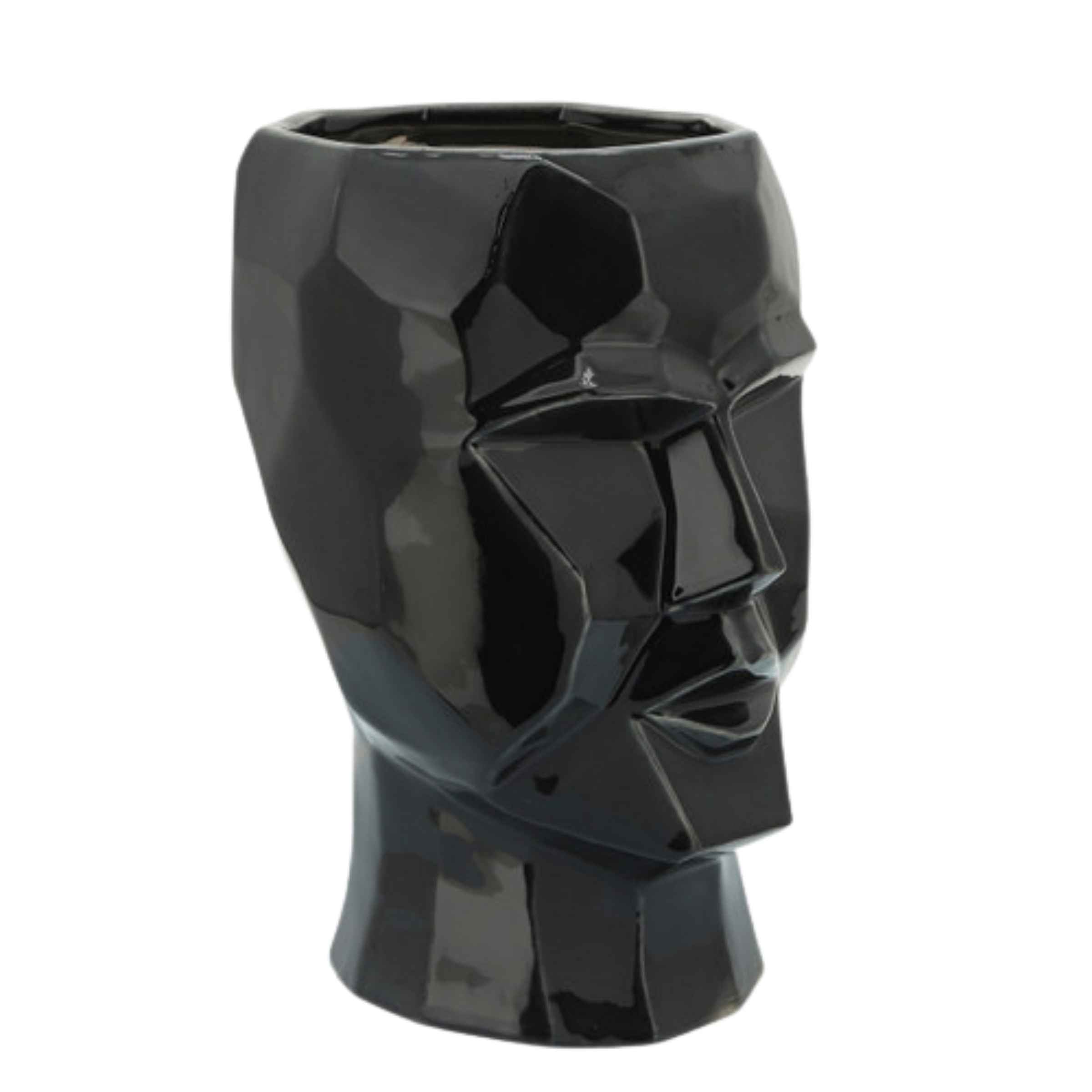 Face Ceramic Vase 30 Cm - Black 14791-02 -  Vases | مزهرية سيراميك للوجه 30 سم - اسود - ebarza Furniture UAE | Shop Modern Furniture in Abu Dhabi & Dubai - مفروشات ايبازرا في الامارات | تسوق اثاث عصري وديكورات مميزة في دبي وابوظبي