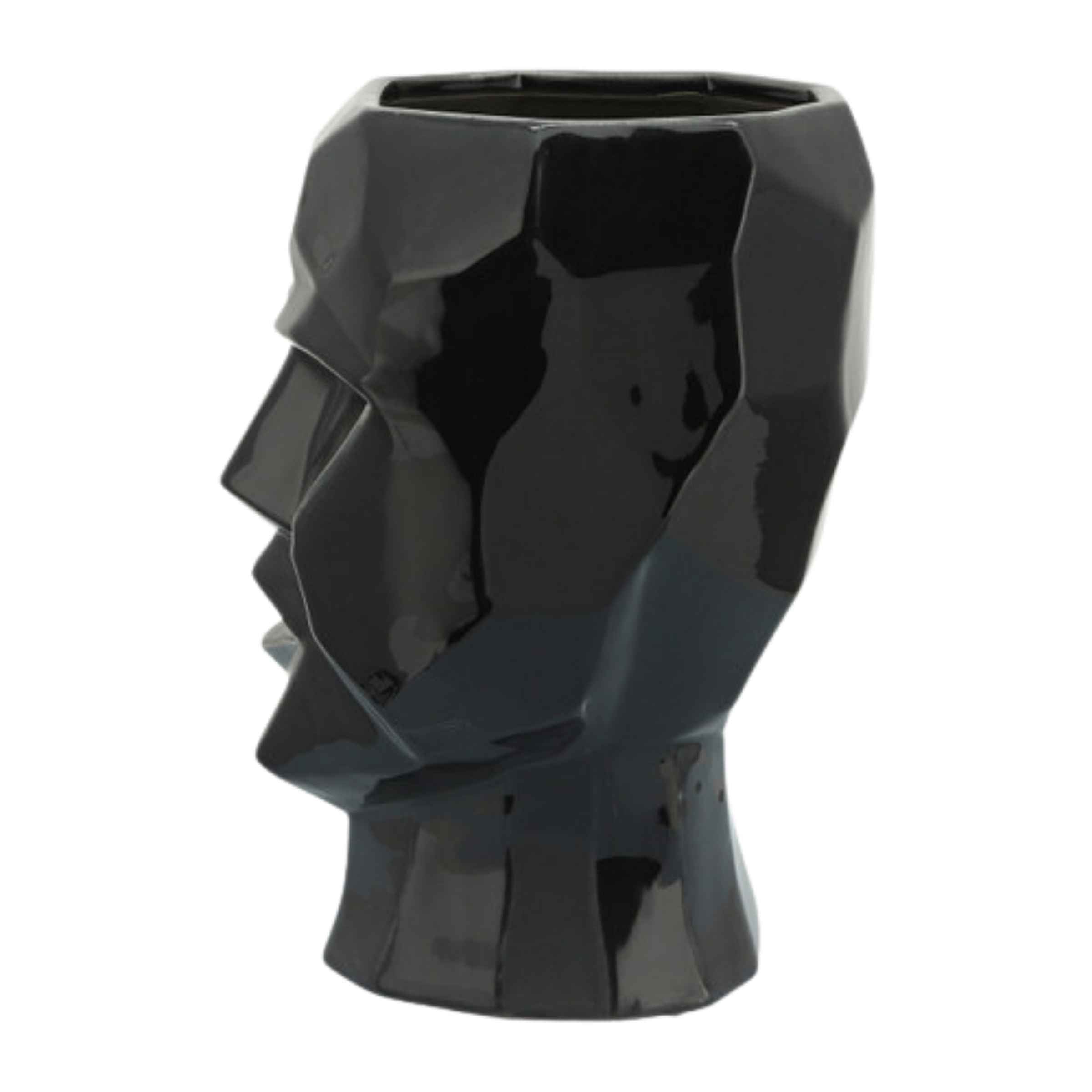 Face Ceramic Vase 30 Cm - Black 14791-02 -  Vases | مزهرية سيراميك للوجه 30 سم - اسود - ebarza Furniture UAE | Shop Modern Furniture in Abu Dhabi & Dubai - مفروشات ايبازرا في الامارات | تسوق اثاث عصري وديكورات مميزة في دبي وابوظبي