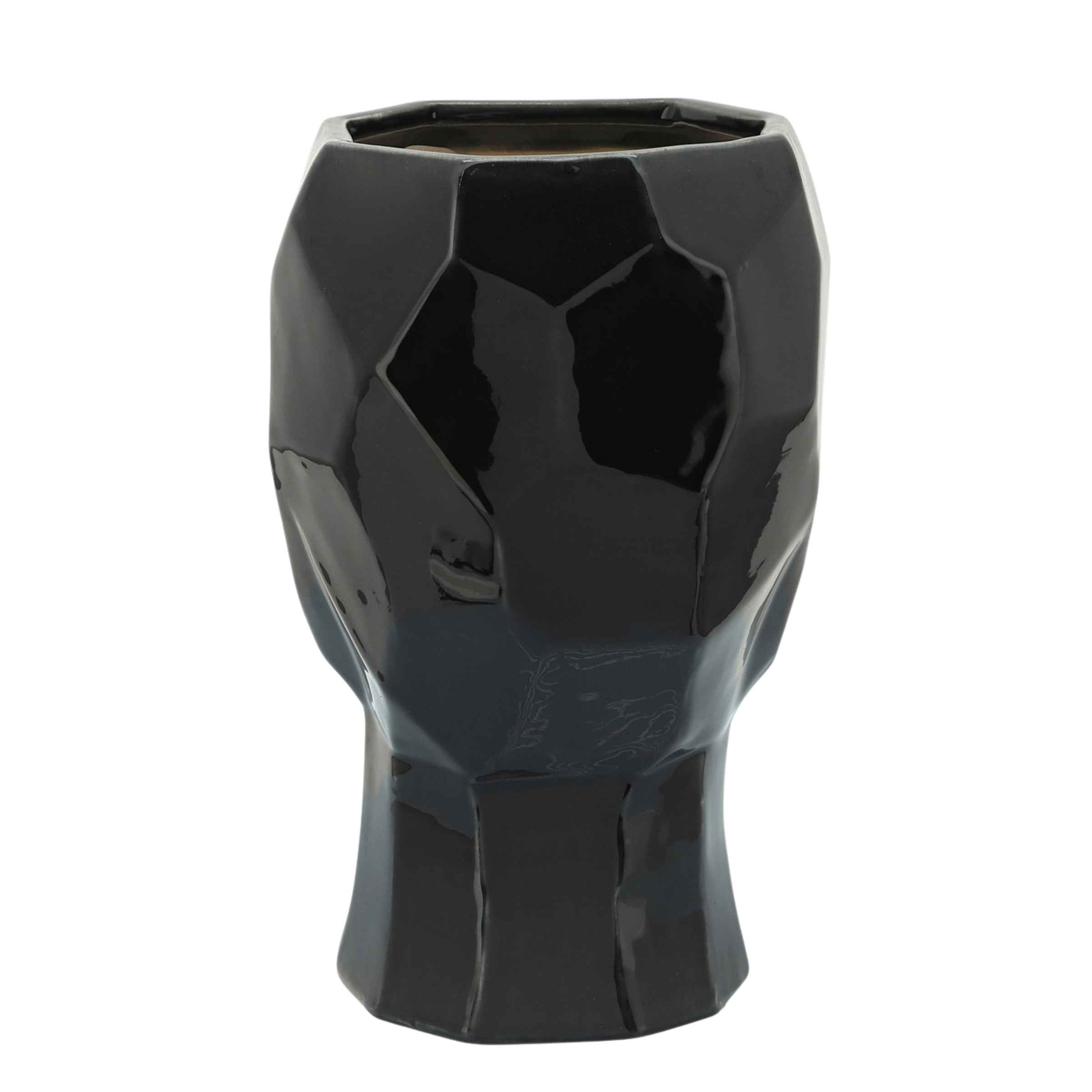 Face Ceramic Vase 30 Cm - Black 14791-02 -  Vases | مزهرية سيراميك للوجه 30 سم - اسود - ebarza Furniture UAE | Shop Modern Furniture in Abu Dhabi & Dubai - مفروشات ايبازرا في الامارات | تسوق اثاث عصري وديكورات مميزة في دبي وابوظبي