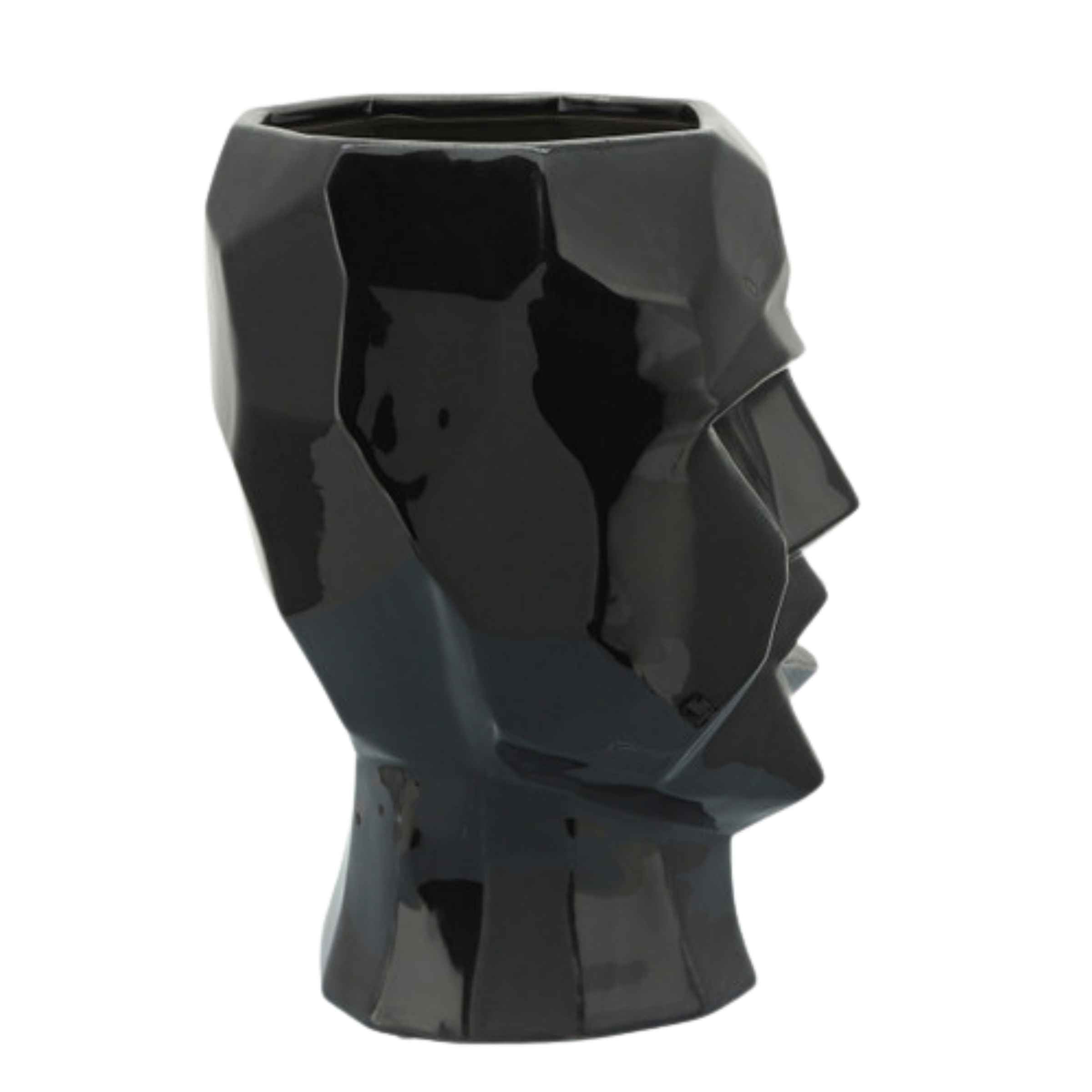 Face Ceramic Vase 30 Cm - Black 14791-02 -  Vases | مزهرية سيراميك للوجه 30 سم - اسود - ebarza Furniture UAE | Shop Modern Furniture in Abu Dhabi & Dubai - مفروشات ايبازرا في الامارات | تسوق اثاث عصري وديكورات مميزة في دبي وابوظبي