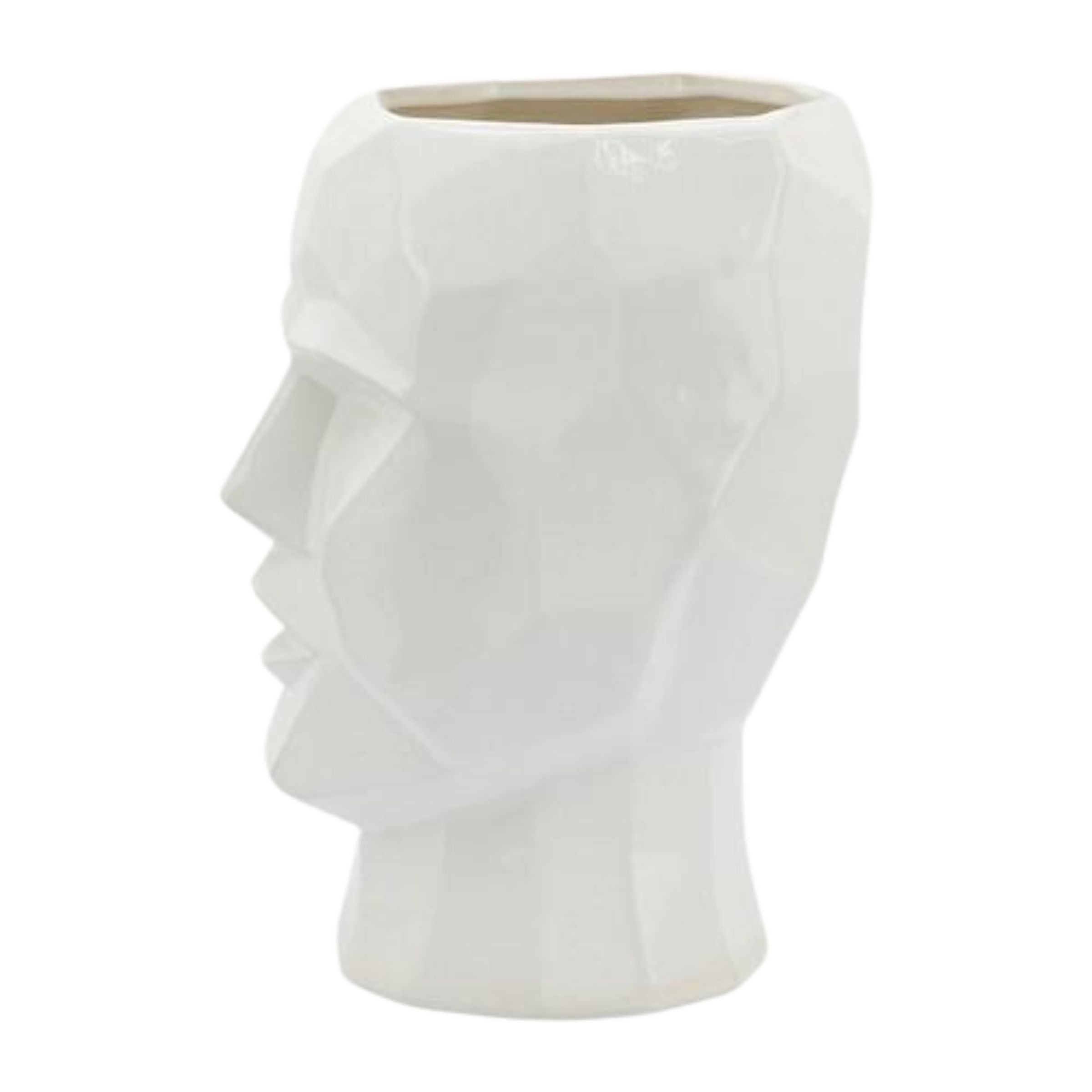 Face Ceramic Vase 30 Cm - White 14791-01 -  Vases | مزهرية سيراميك للوجه 30 سم - ابيض - ebarza Furniture UAE | Shop Modern Furniture in Abu Dhabi & Dubai - مفروشات ايبازرا في الامارات | تسوق اثاث عصري وديكورات مميزة في دبي وابوظبي