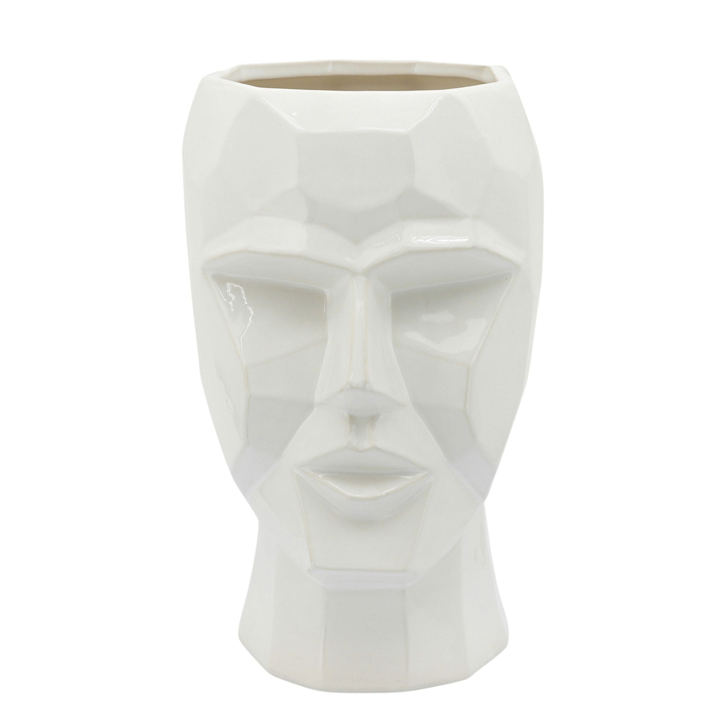 Face Ceramic Vase 30 Cm - White 14791-01 -  Vases | مزهرية سيراميك للوجه 30 سم - ابيض - ebarza Furniture UAE | Shop Modern Furniture in Abu Dhabi & Dubai - مفروشات ايبازرا في الامارات | تسوق اثاث عصري وديكورات مميزة في دبي وابوظبي