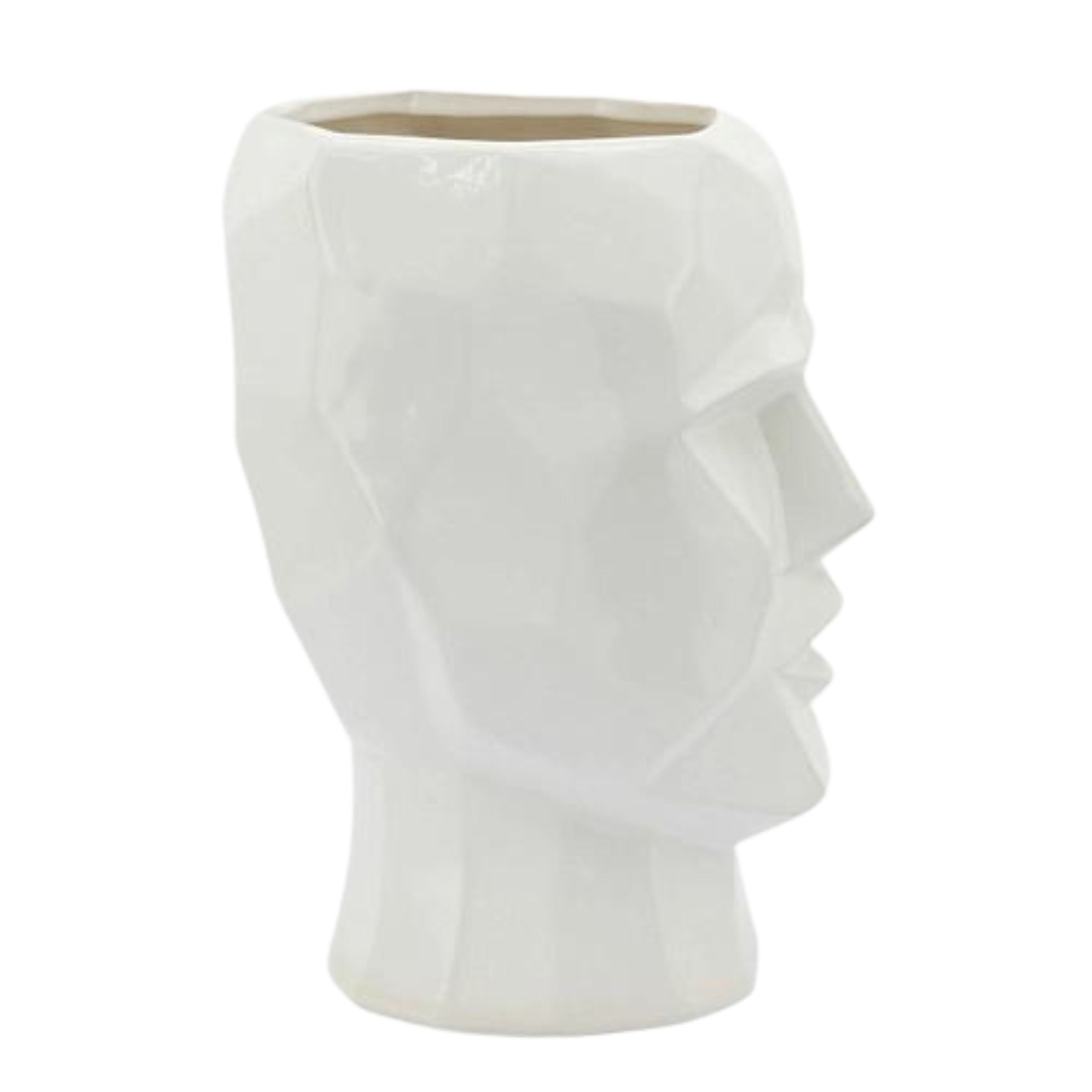 Face Ceramic Vase 30 Cm - White 14791-01 -  Vases | مزهرية سيراميك للوجه 30 سم - ابيض - ebarza Furniture UAE | Shop Modern Furniture in Abu Dhabi & Dubai - مفروشات ايبازرا في الامارات | تسوق اثاث عصري وديكورات مميزة في دبي وابوظبي