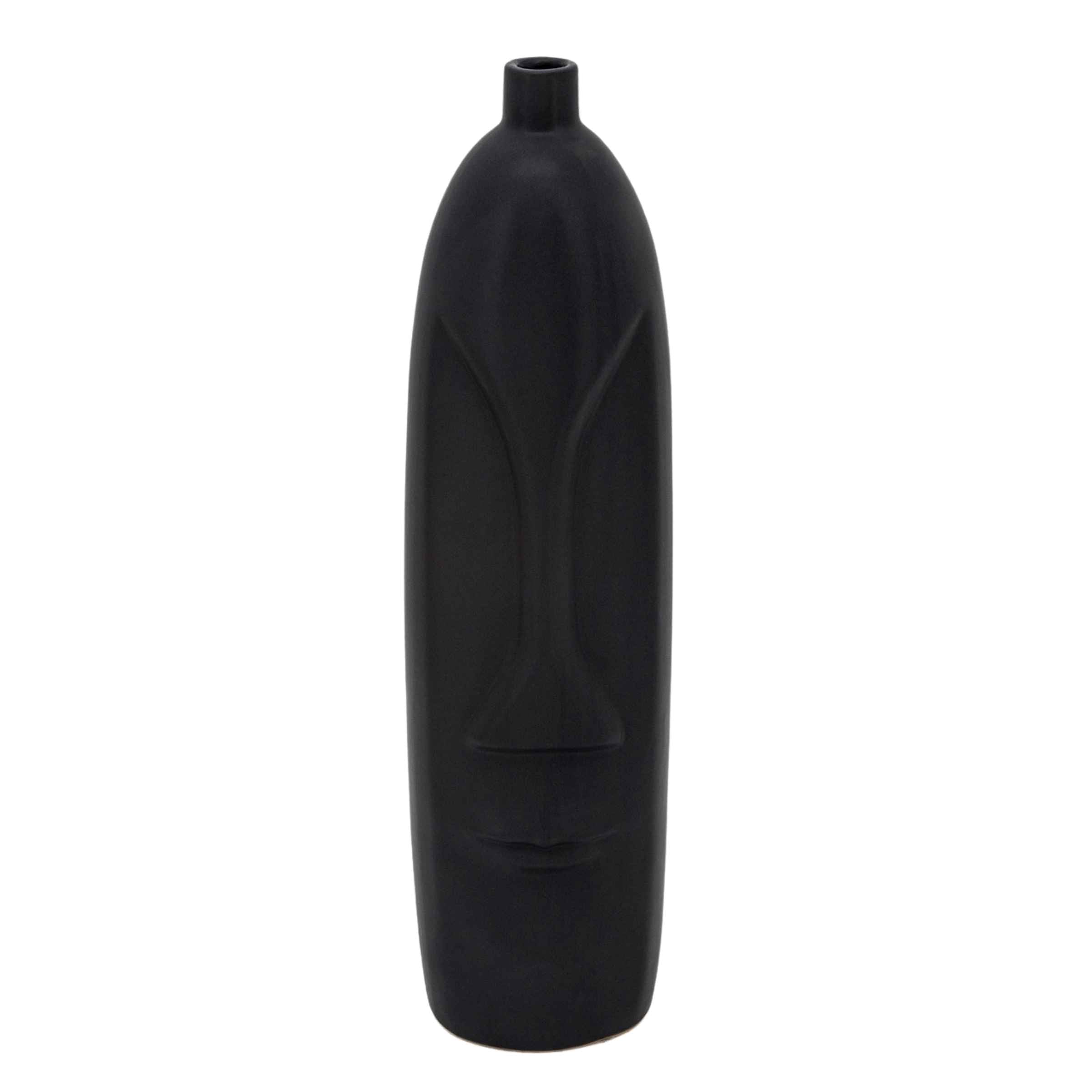 Face Ceramic Vase 45 Cm - Black 15761-02 -  Vases | مزهرية سيراميك للوجه 45 سم - اسود - ebarza Furniture UAE | Shop Modern Furniture in Abu Dhabi & Dubai - مفروشات ايبازرا في الامارات | تسوق اثاث عصري وديكورات مميزة في دبي وابوظبي