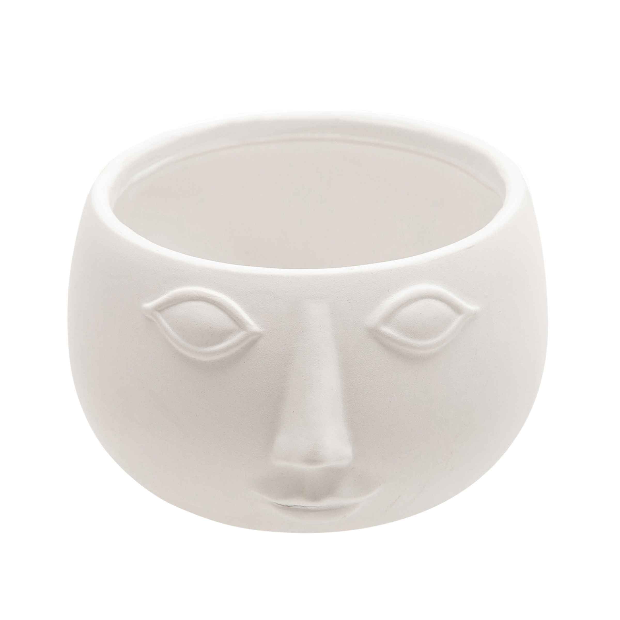 Face Matte White Ceramic Planter 17 Cm 14960-02 -  Planter Boxes | زارع سيراميك أبيض غير لامع للوجه مقاس 17 سم - ebarza Furniture UAE | Shop Modern Furniture in Abu Dhabi & Dubai - مفروشات ايبازرا في الامارات | تسوق اثاث عصري وديكورات مميزة في دبي وابوظبي