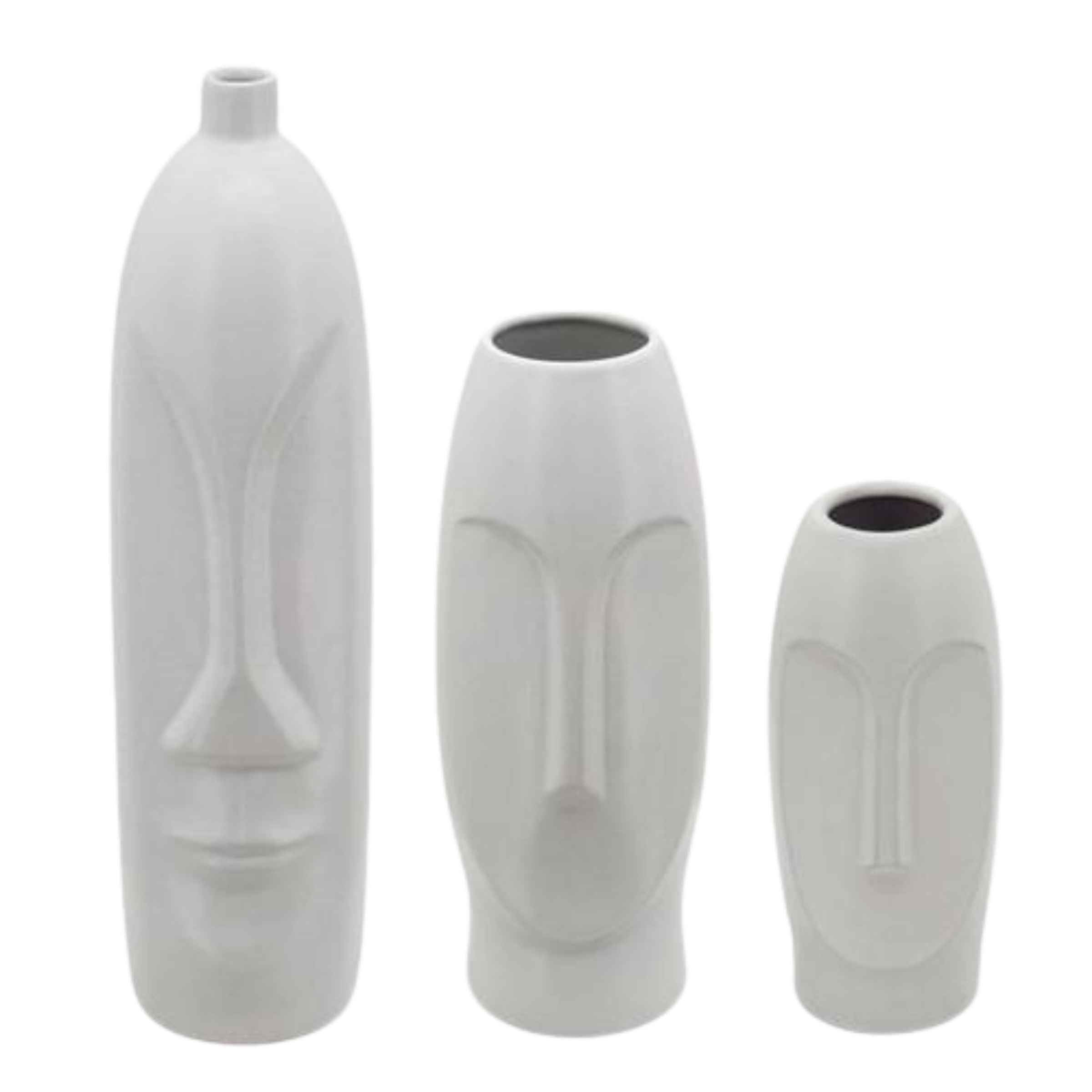 Face Vase 33 Cm - White 15763-01 -  Vases | مزهرية للوجه 33 سم - ابيض - ebarza Furniture UAE | Shop Modern Furniture in Abu Dhabi & Dubai - مفروشات ايبازرا في الامارات | تسوق اثاث عصري وديكورات مميزة في دبي وابوظبي