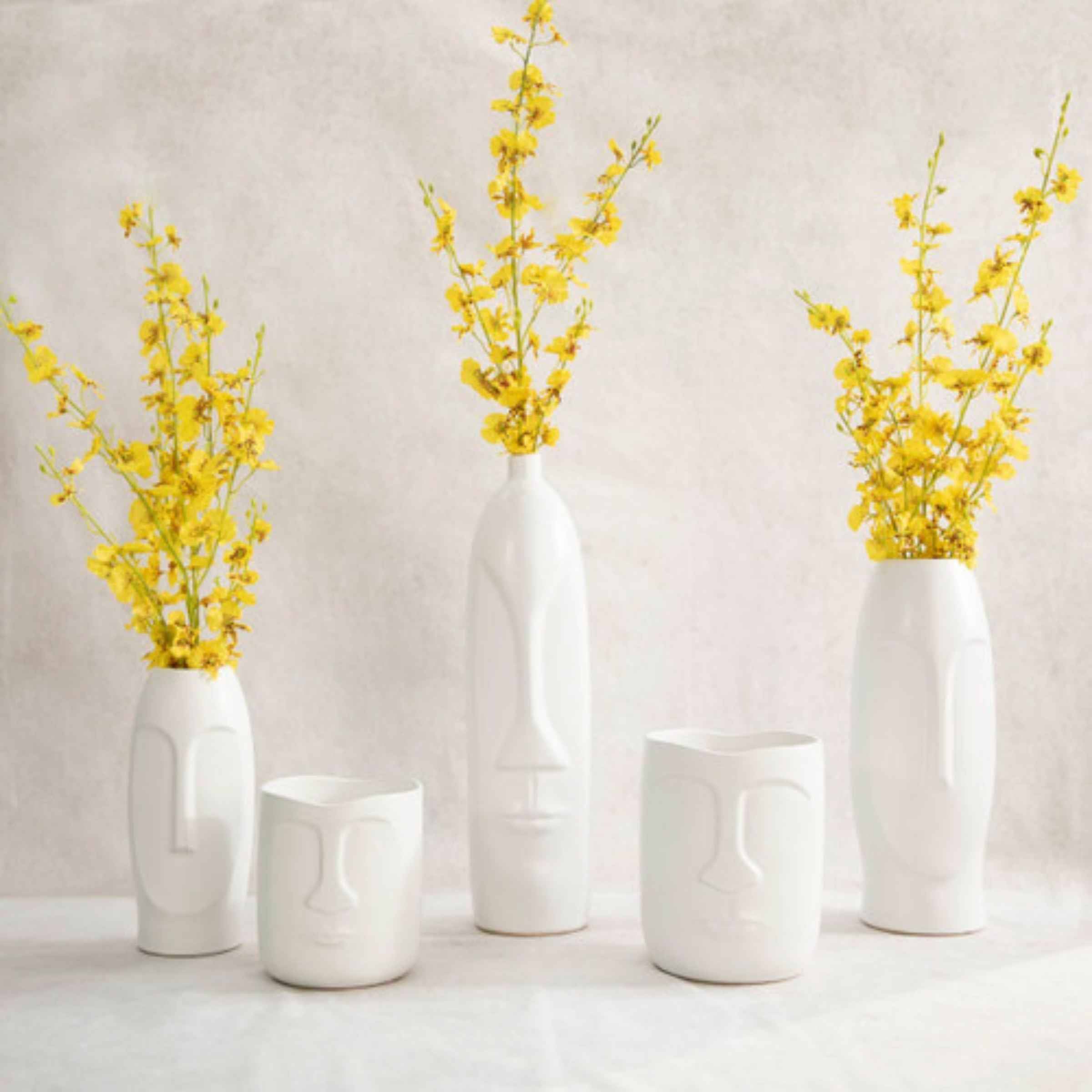 Face Vase 33 Cm - White 15763-01 -  Vases | مزهرية للوجه 33 سم - ابيض - ebarza Furniture UAE | Shop Modern Furniture in Abu Dhabi & Dubai - مفروشات ايبازرا في الامارات | تسوق اثاث عصري وديكورات مميزة في دبي وابوظبي