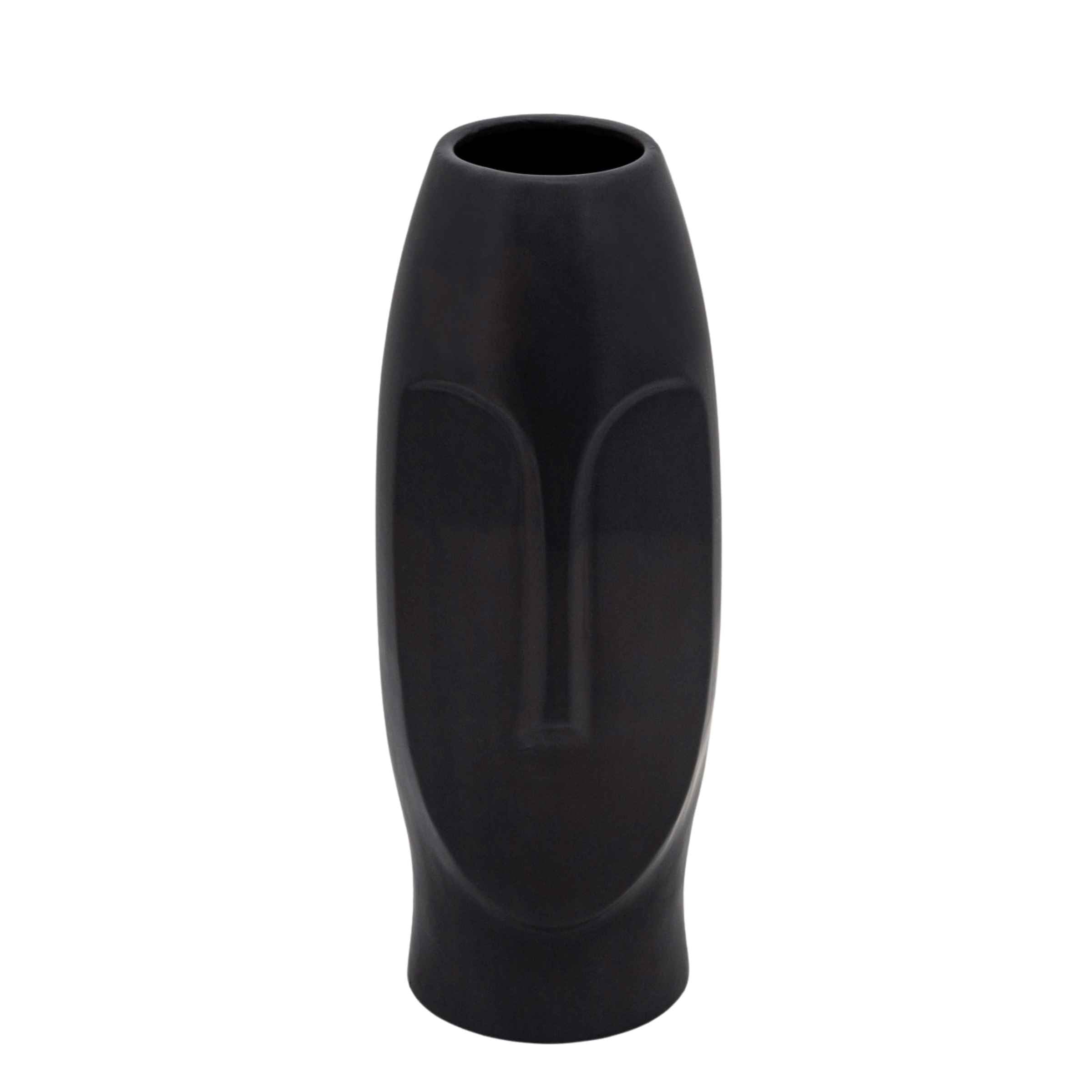 Face Vase 35 Cm - Black 15763-02 -  Vases | مزهرية للوجه 35 سم - اسود - ebarza Furniture UAE | Shop Modern Furniture in Abu Dhabi & Dubai - مفروشات ايبازرا في الامارات | تسوق اثاث عصري وديكورات مميزة في دبي وابوظبي