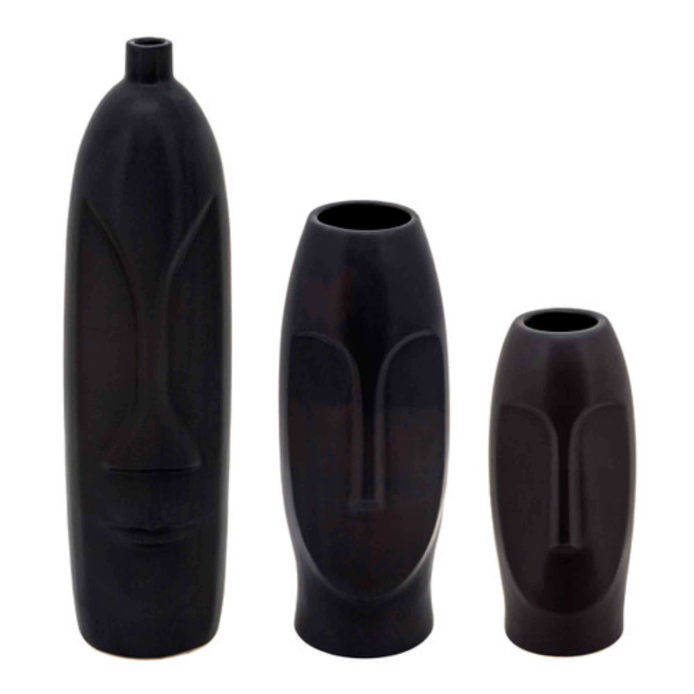 Face Vase 35 Cm - Black 15763-02 -  Vases | مزهرية للوجه 35 سم - اسود - ebarza Furniture UAE | Shop Modern Furniture in Abu Dhabi & Dubai - مفروشات ايبازرا في الامارات | تسوق اثاث عصري وديكورات مميزة في دبي وابوظبي