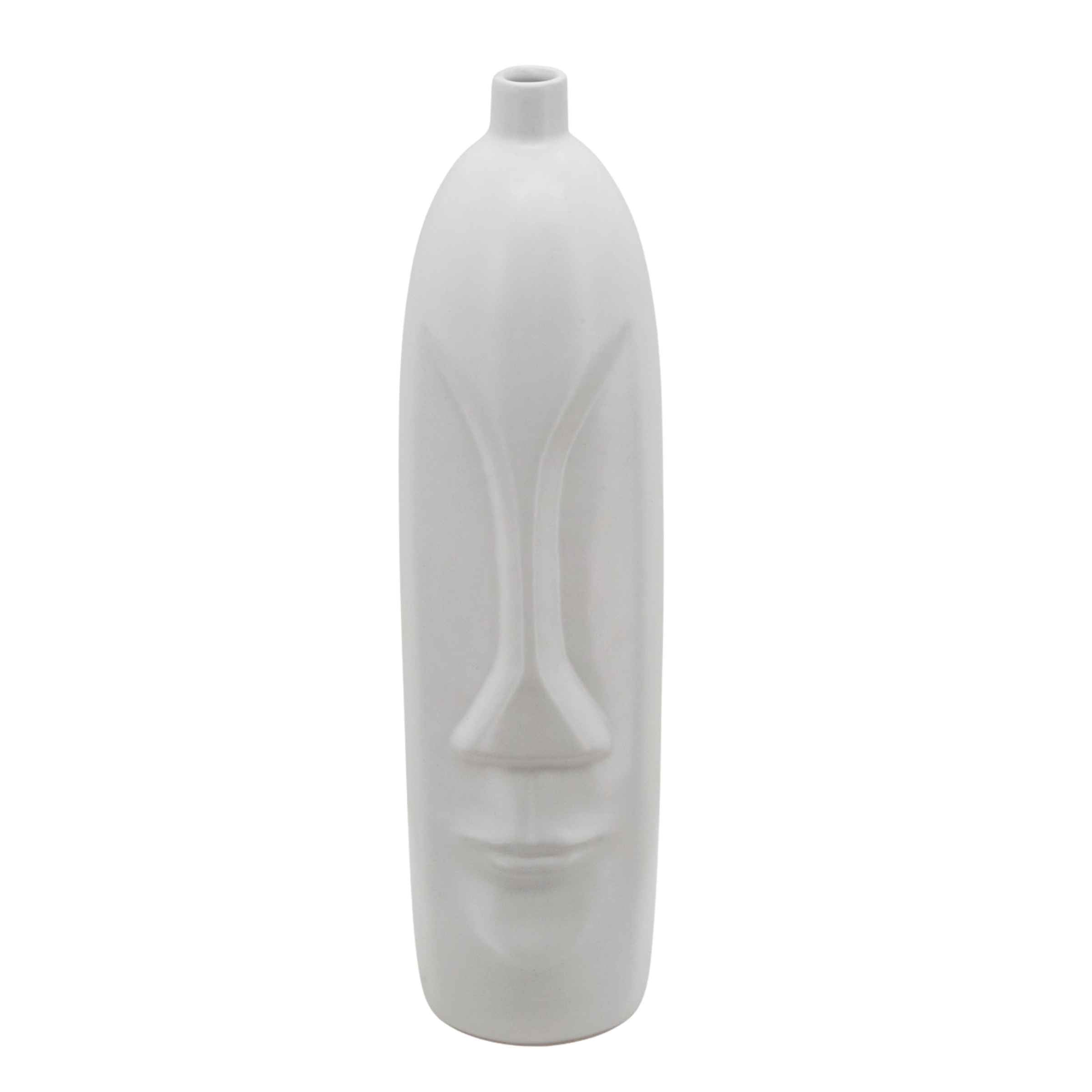 Face Vase 45 Cm - White 15761-01 -  Vases | مزهرية للوجه 45 سم - ابيض - ebarza Furniture UAE | Shop Modern Furniture in Abu Dhabi & Dubai - مفروشات ايبازرا في الامارات | تسوق اثاث عصري وديكورات مميزة في دبي وابوظبي