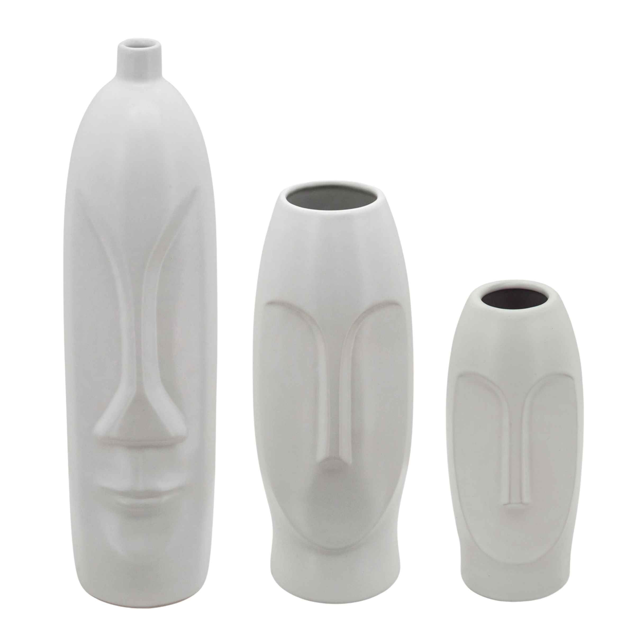 Face Vase 45 Cm - White 15761-01 -  Vases | مزهرية للوجه 45 سم - ابيض - ebarza Furniture UAE | Shop Modern Furniture in Abu Dhabi & Dubai - مفروشات ايبازرا في الامارات | تسوق اثاث عصري وديكورات مميزة في دبي وابوظبي