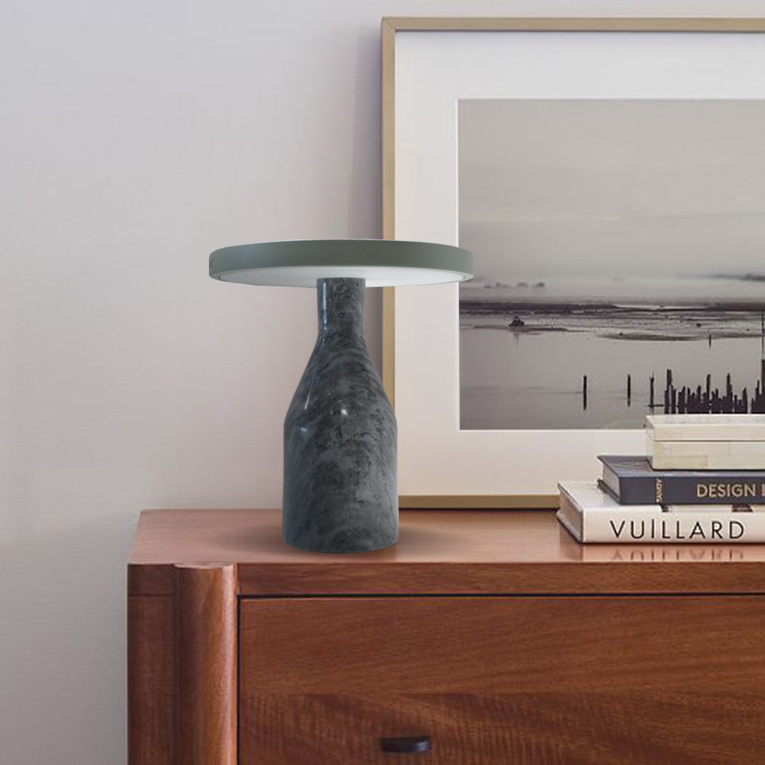 Flat Shape Real Marble Table Lamp - Gray / Light Blue OY-2410005HT(LBG) -  Desk\table Lamps - ebarza Furniture UAE | Shop Modern Furniture in Abu Dhabi & Dubai - مفروشات ايبازرا في الامارات | تسوق اثاث عصري وديكورات مميزة في دبي وابوظبي