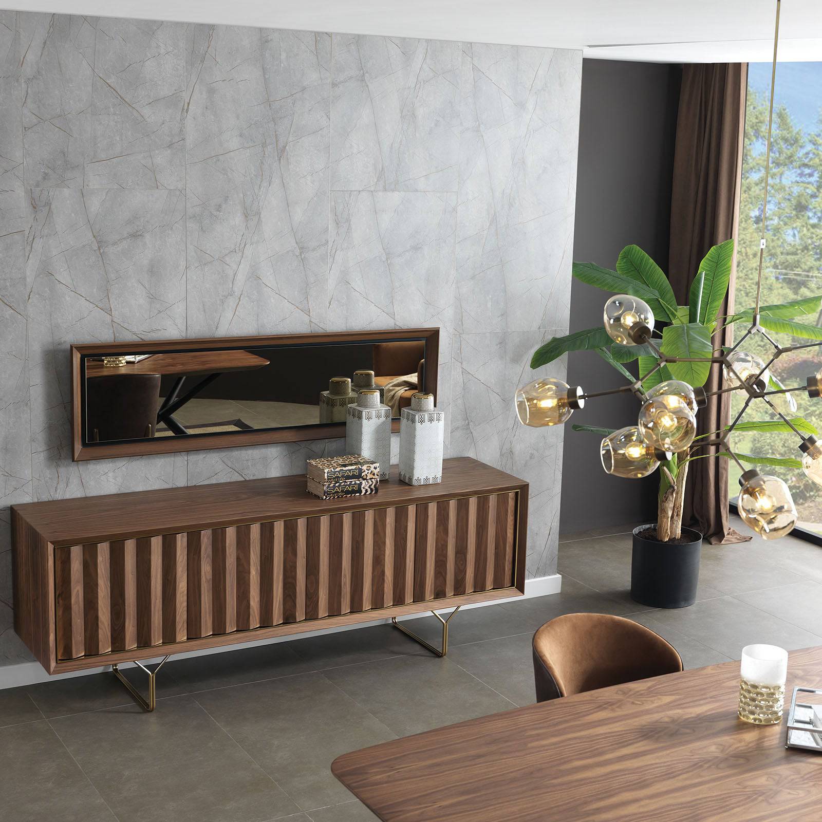 Ginda Sideboard And Mirror Ginda009 -  Sideboards | طاولة جانبيه مع مرآءةمن جيندا - ebarza Furniture UAE | Shop Modern Furniture in Abu Dhabi & Dubai - مفروشات ايبازرا في الامارات | تسوق اثاث عصري وديكورات مميزة في دبي وابوظبي