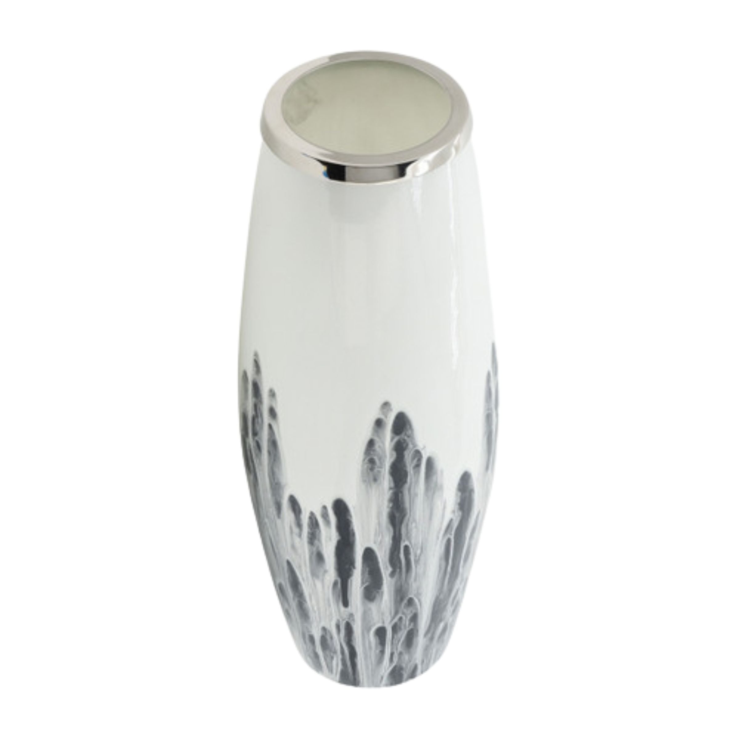 Glass Vase With Metal Ring 16768-02 -  Vases | مزهرية زجاجية مع حلقة معدنية - ebarza Furniture UAE | Shop Modern Furniture in Abu Dhabi & Dubai - مفروشات ايبازرا في الامارات | تسوق اثاث عصري وديكورات مميزة في دبي وابوظبي