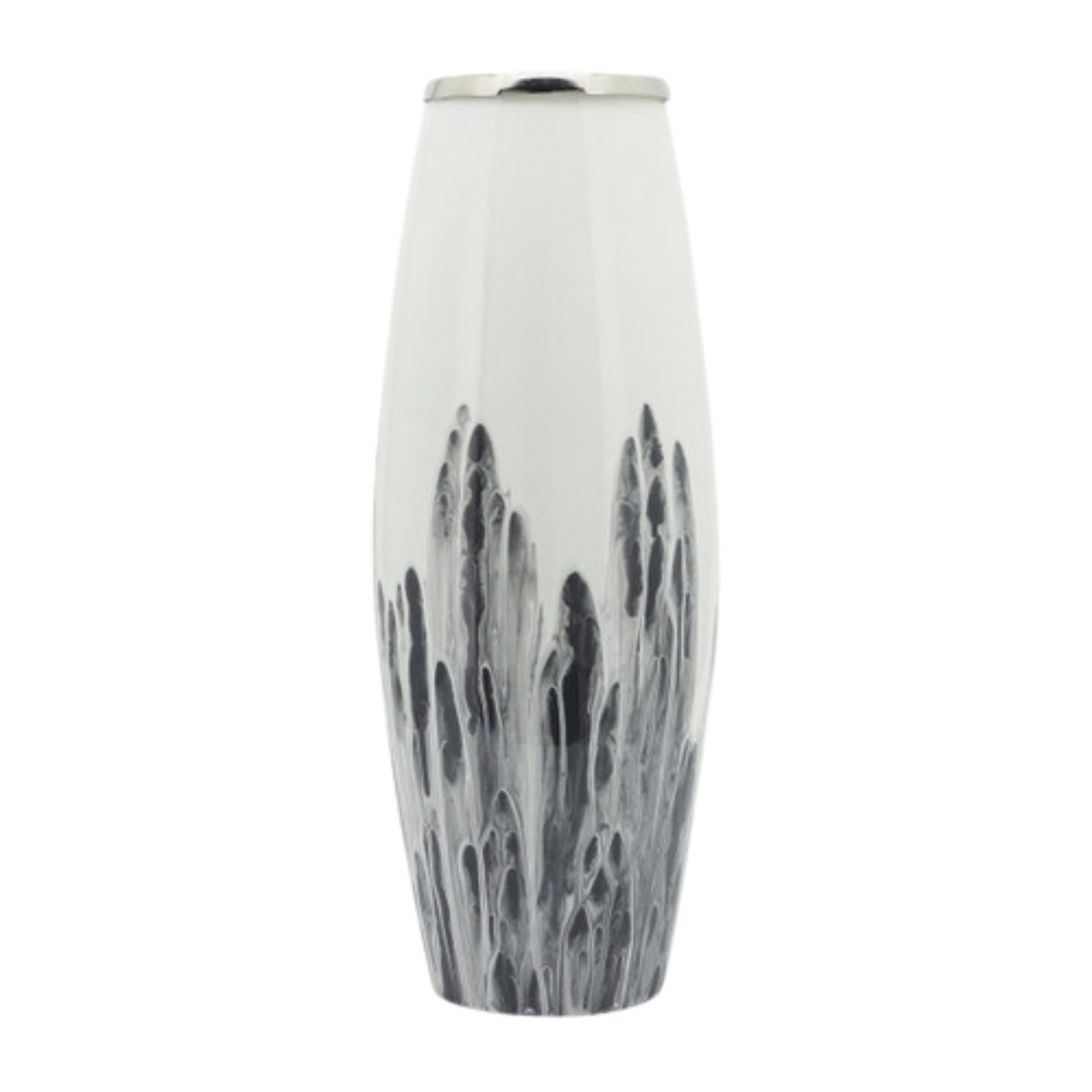 Glass Vase With Metal Ring 16768-02 -  Vases | مزهرية زجاجية مع حلقة معدنية - ebarza Furniture UAE | Shop Modern Furniture in Abu Dhabi & Dubai - مفروشات ايبازرا في الامارات | تسوق اثاث عصري وديكورات مميزة في دبي وابوظبي