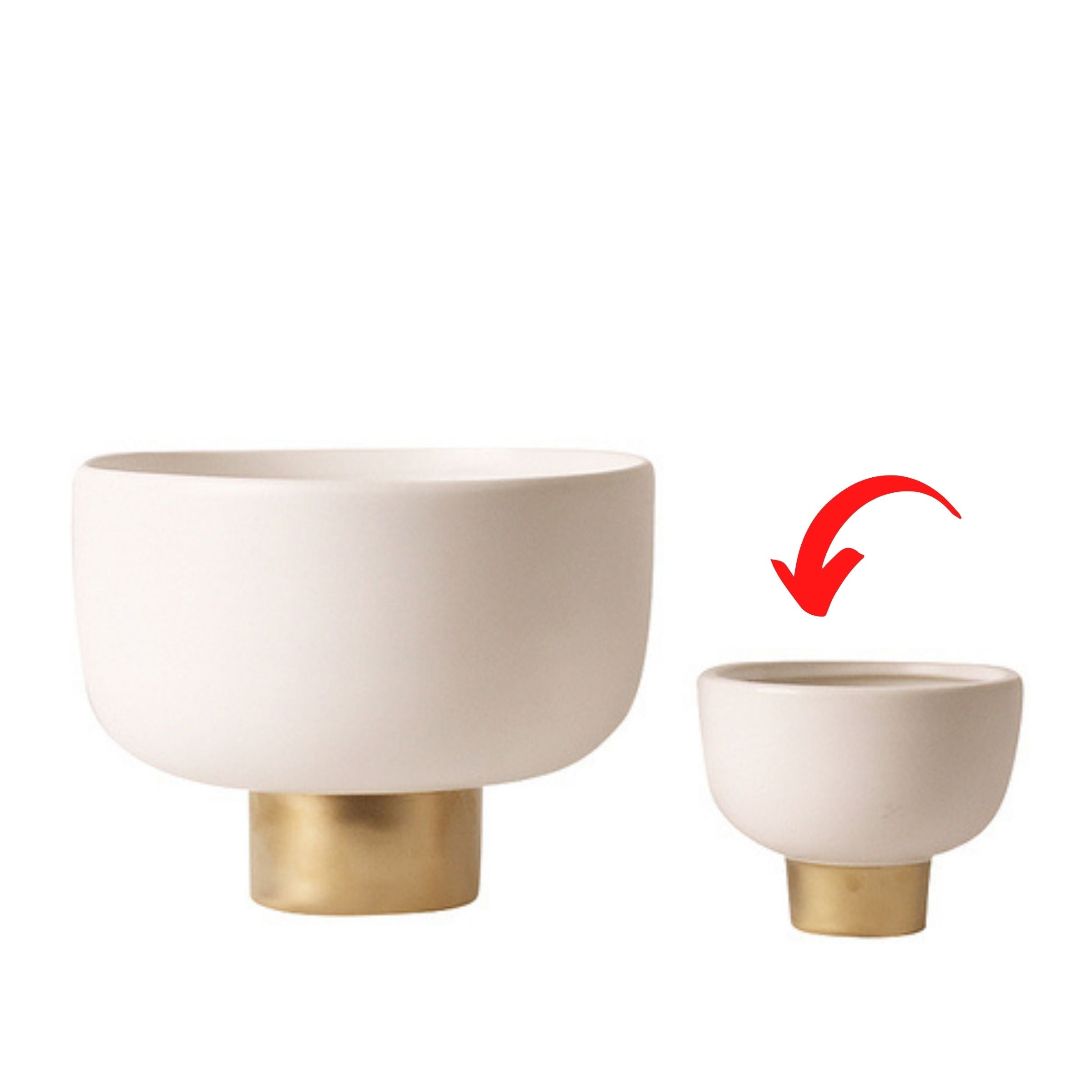 Gold Bottom Bowl-B Fa-D2073B -  Vases | وعاء أبيض و ذهبي من الاسفل - ebarza Furniture UAE | Shop Modern Furniture in Abu Dhabi & Dubai - مفروشات ايبازرا في الامارات | تسوق اثاث عصري وديكورات مميزة في دبي وابوظبي