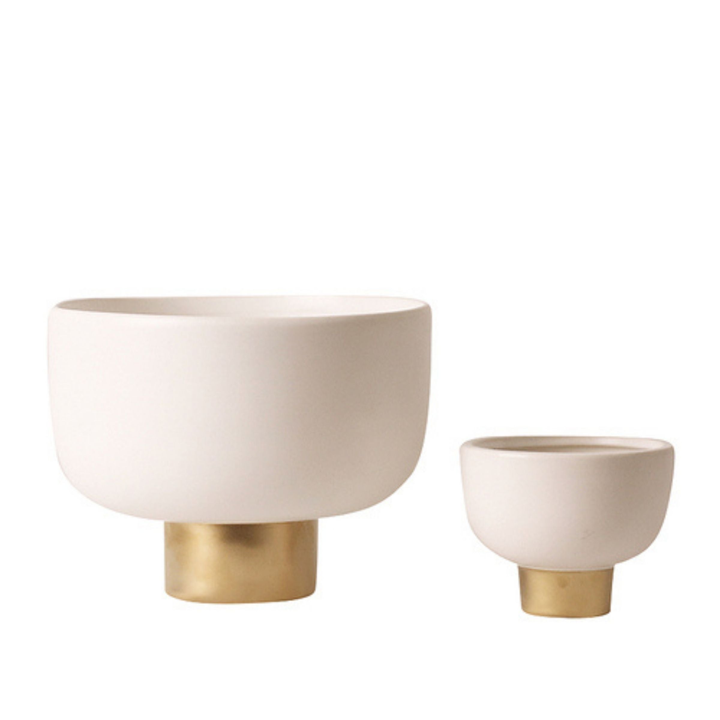 Gold Bottom Bowl-B Fa-D2073B -  Vases | وعاء أبيض و ذهبي من الاسفل - ebarza Furniture UAE | Shop Modern Furniture in Abu Dhabi & Dubai - مفروشات ايبازرا في الامارات | تسوق اثاث عصري وديكورات مميزة في دبي وابوظبي