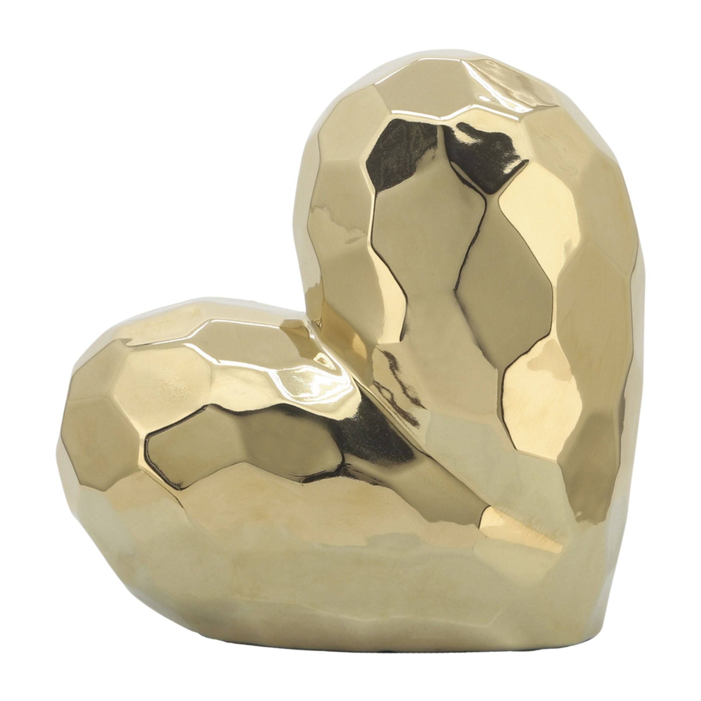 Gold Ceramic Heart 13216-01 -  Home Decor Figurines | قلب سيراميك ذهبي - ebarza Furniture UAE | Shop Modern Furniture in Abu Dhabi & Dubai - مفروشات ايبازرا في الامارات | تسوق اثاث عصري وديكورات مميزة في دبي وابوظبي