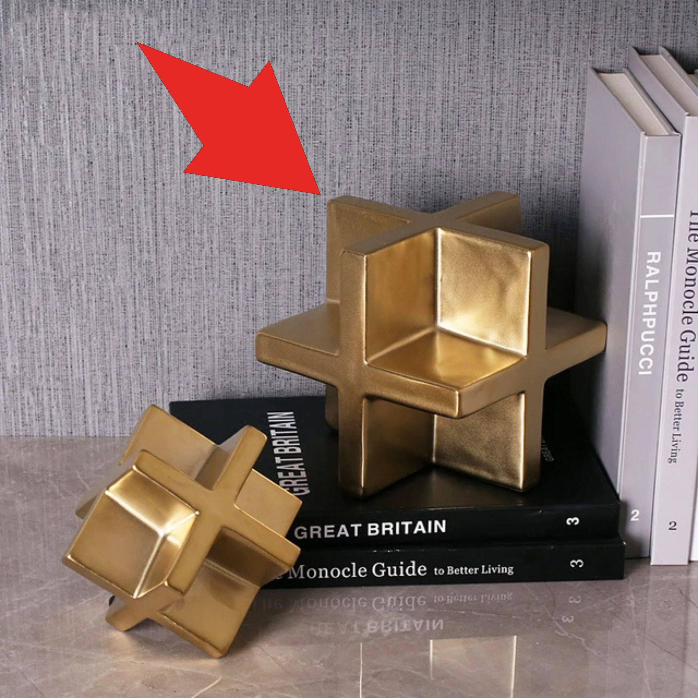 Gold Ceramic Square Orb - Large Faad01A -  Home Decor Figurines | كرة مربعة من السيراميك الذهبي - كبيرة - ebarza Furniture UAE | Shop Modern Furniture in Abu Dhabi & Dubai - مفروشات ايبازرا في الامارات | تسوق اثاث عصري وديكورات مميزة في دبي وابوظبي