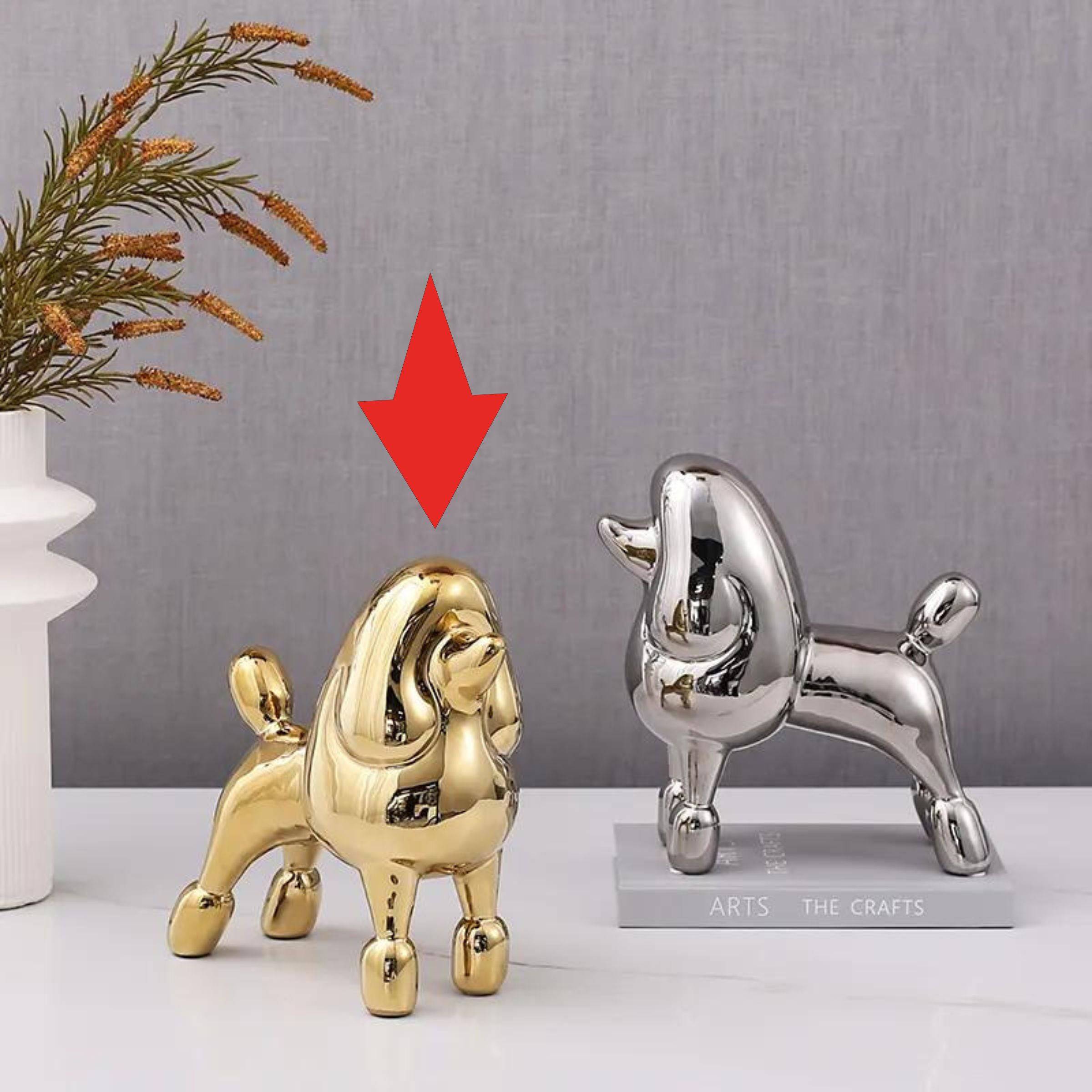 Gold Standing Dog -A Fa-D21071A -  Home Decor Figurines | ديكورالكلب الذهبي الواقف - ebarza Furniture UAE | Shop Modern Furniture in Abu Dhabi & Dubai - مفروشات ايبازرا في الامارات | تسوق اثاث عصري وديكورات مميزة في دبي وابوظبي