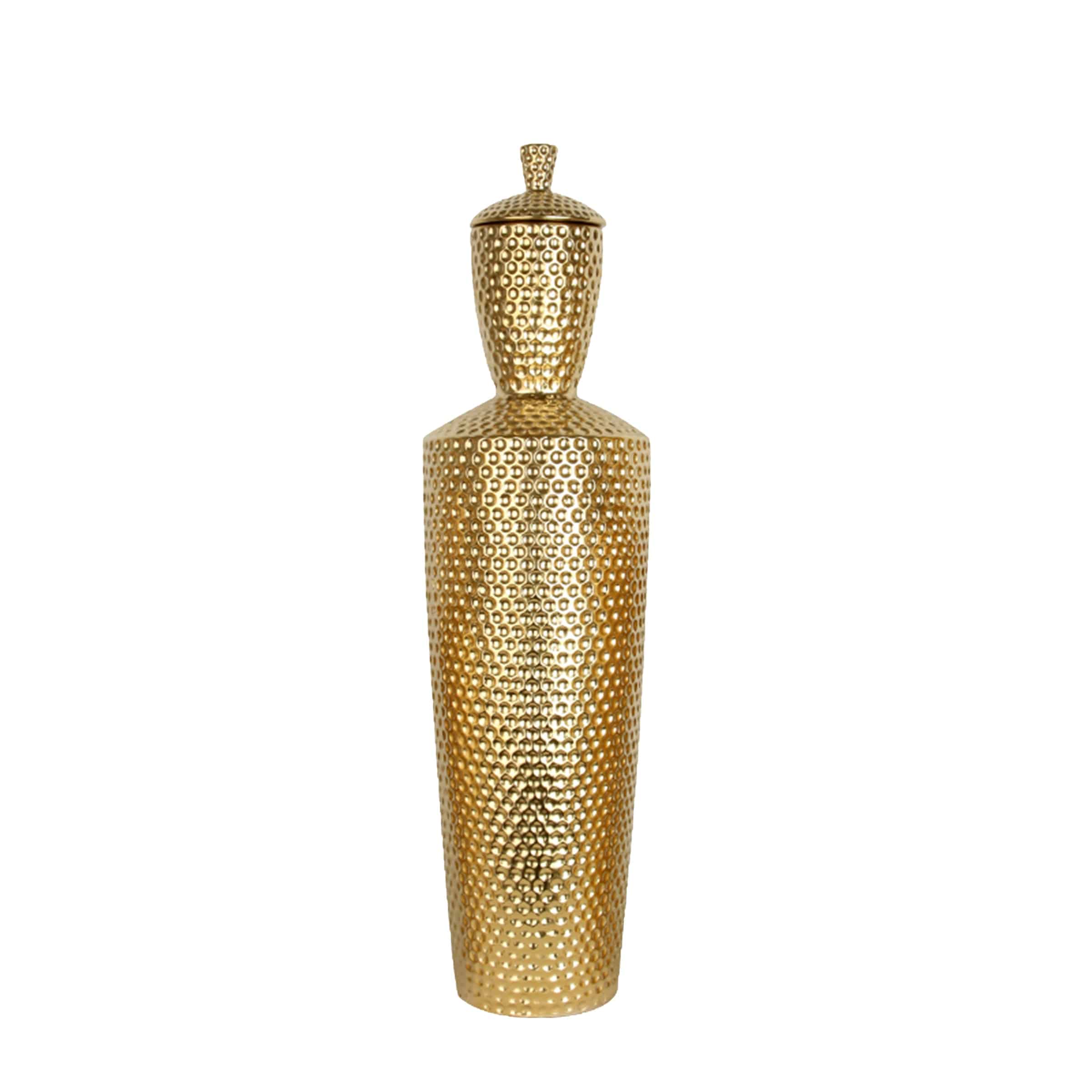 Golden Ceramic Jar -A Fa-D1919A -  Vases | جرة سيراميك ذهبي - ebarza Furniture UAE | Shop Modern Furniture in Abu Dhabi & Dubai - مفروشات ايبازرا في الامارات | تسوق اثاث عصري وديكورات مميزة في دبي وابوظبي