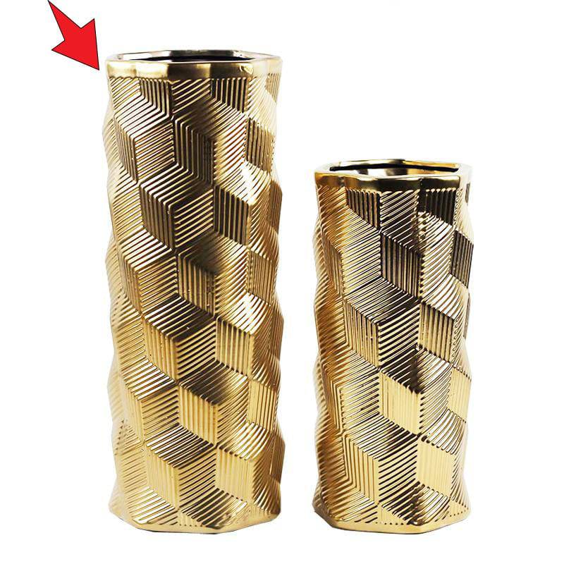 Golden Ceramic Vase A Faad14A -  Vases - ebarza Furniture UAE | Shop Modern Furniture in Abu Dhabi & Dubai - مفروشات ايبازرا في الامارات | تسوق اثاث عصري وديكورات مميزة في دبي وابوظبي