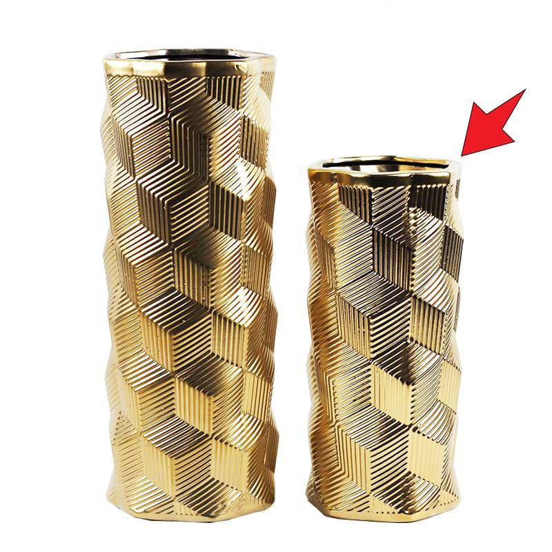 Golden Ceramic Vase  Faad14B -  Vases - ebarza Furniture UAE | Shop Modern Furniture in Abu Dhabi & Dubai - مفروشات ايبازرا في الامارات | تسوق اثاث عصري وديكورات مميزة في دبي وابوظبي