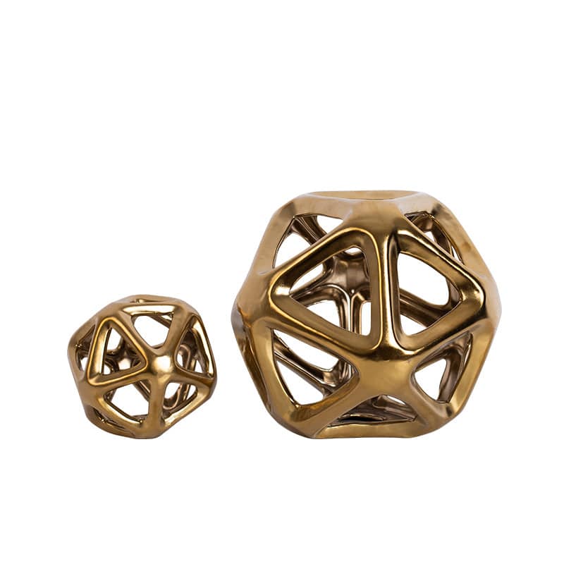 Golden Geometric Ceramic Ball Decoration-A Fa-D2117A -  Home Decor Figurines - ebarza Furniture UAE | Shop Modern Furniture in Abu Dhabi & Dubai - مفروشات ايبازرا في الامارات | تسوق اثاث عصري وديكورات مميزة في دبي وابوظبي