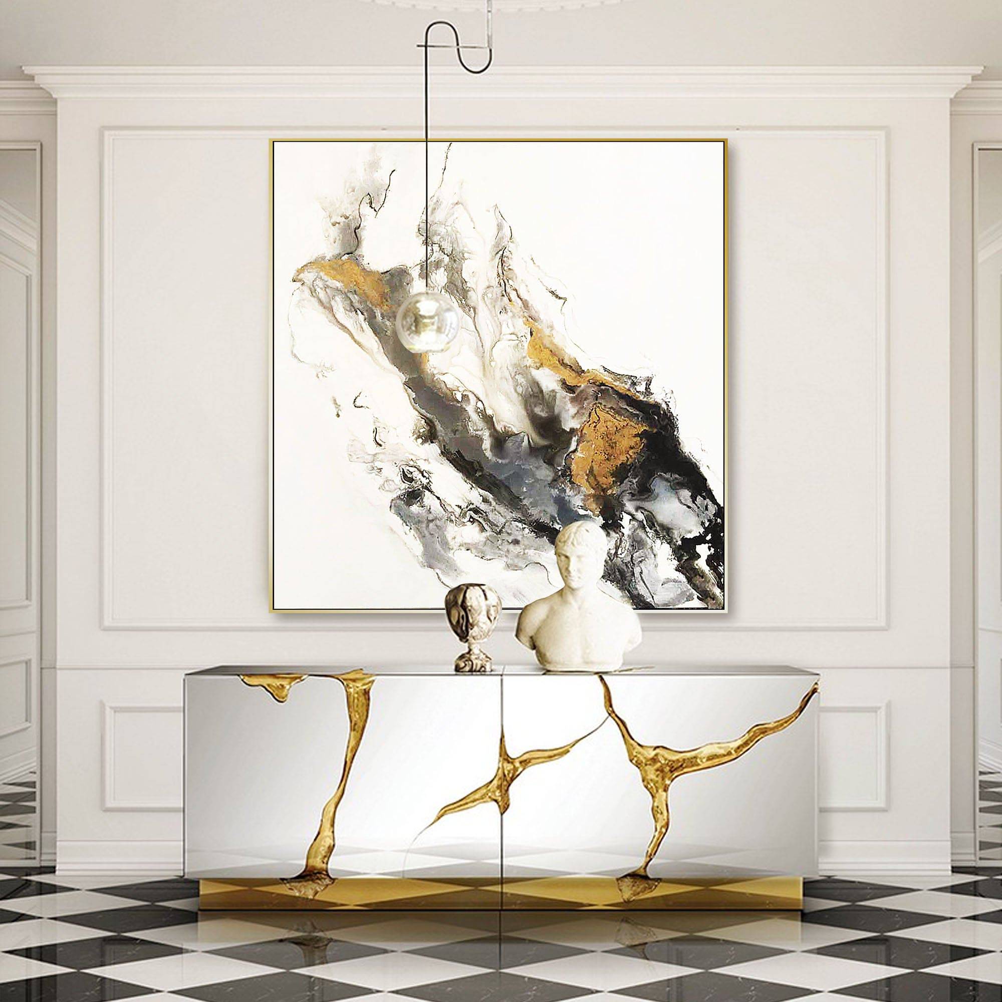 Pre-order 75 Days Delivery Golden Smoke Hand Painted Art Painting With Frame 140X140 Cm Soap0064 -  Paintings - ebarza Furniture UAE | Shop Modern Furniture in Abu Dhabi & Dubai - مفروشات ايبازرا في الامارات | تسوق اثاث عصري وديكورات مميزة في دبي وابوظبي