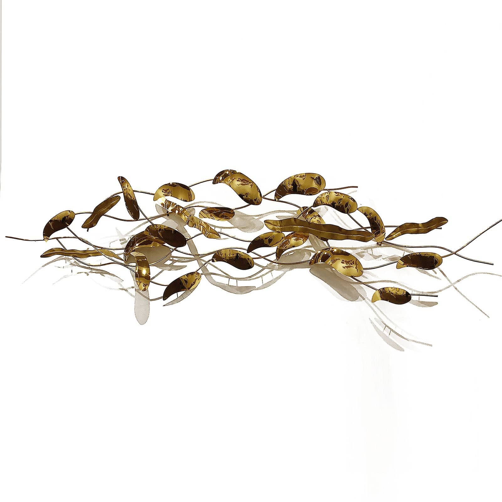 Golden Soft Leaves Handcrafted Stainless Steel Artwork Z08022-G -  Artwork - ebarza Furniture UAE | Shop Modern Furniture in Abu Dhabi & Dubai - مفروشات ايبازرا في الامارات | تسوق اثاث عصري وديكورات مميزة في دبي وابوظبي