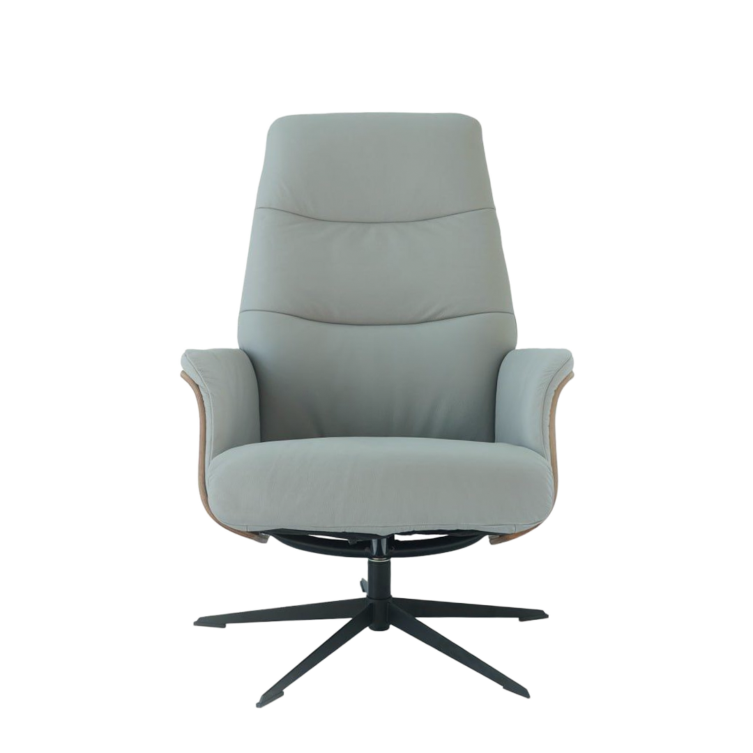 Gray Leather Relax Swivel and Recliner Lounge Chair With Black Legs  SL-HJ5093MFM -  Lounge Chairs - ebarza Furniture UAE | Shop Modern Furniture in Abu Dhabi & Dubai - مفروشات ايبازرا في الامارات | تسوق اثاث عصري وديكورات مميزة في دبي وابوظبي