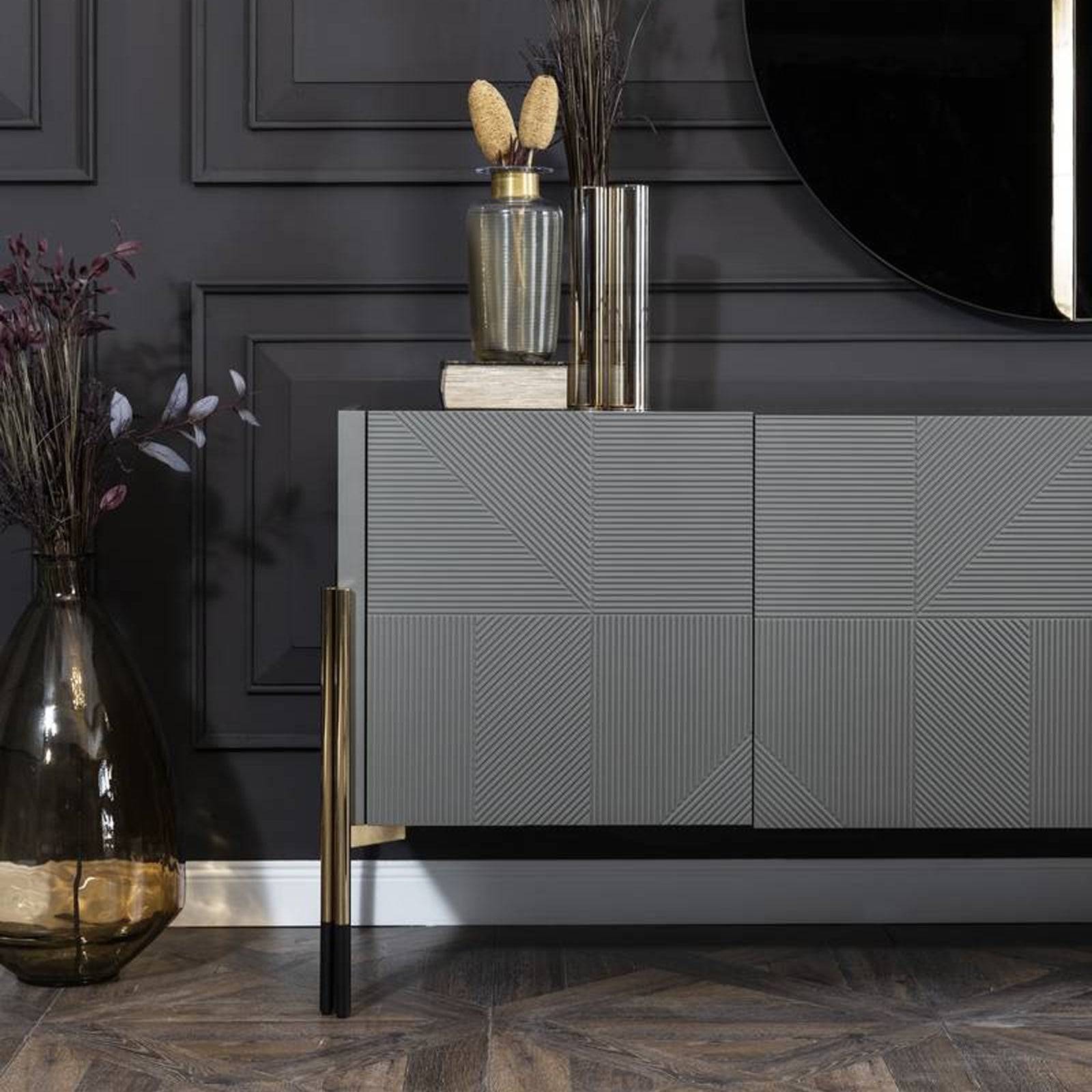 Grey Sideboard  Diva099-Cons -  Sideboards | خزانة جانبية غراي باللون الرمادي - ebarza Furniture UAE | Shop Modern Furniture in Abu Dhabi & Dubai - مفروشات ايبازرا في الامارات | تسوق اثاث عصري وديكورات مميزة في دبي وابوظبي