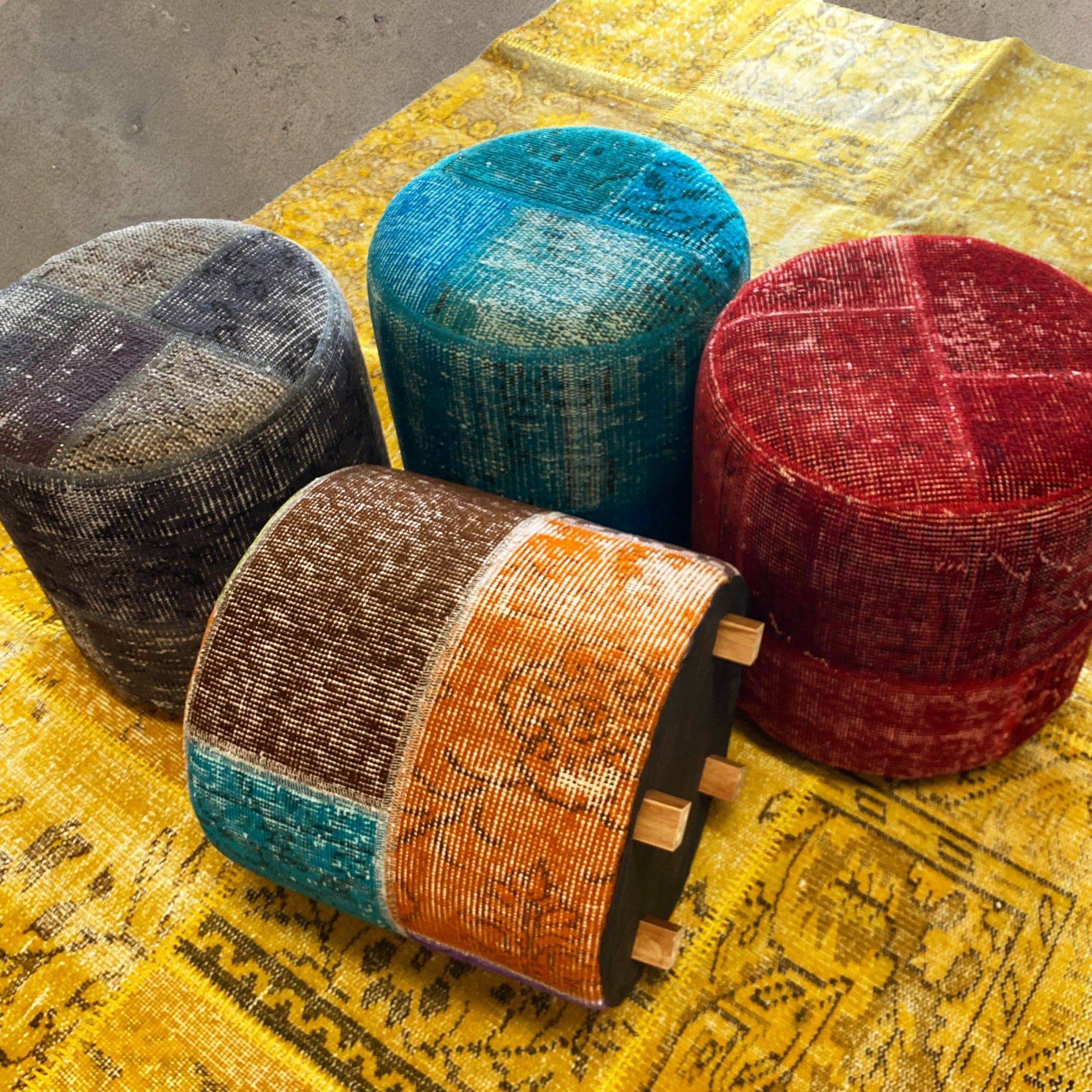 Hali X-Bursa Handmade Over Dyed Pouf Anadolu 001 -  Poufs - ebarza Furniture UAE | Shop Modern Furniture in Abu Dhabi & Dubai - مفروشات ايبازرا في الامارات | تسوق اثاث عصري وديكورات مميزة في دبي وابوظبي