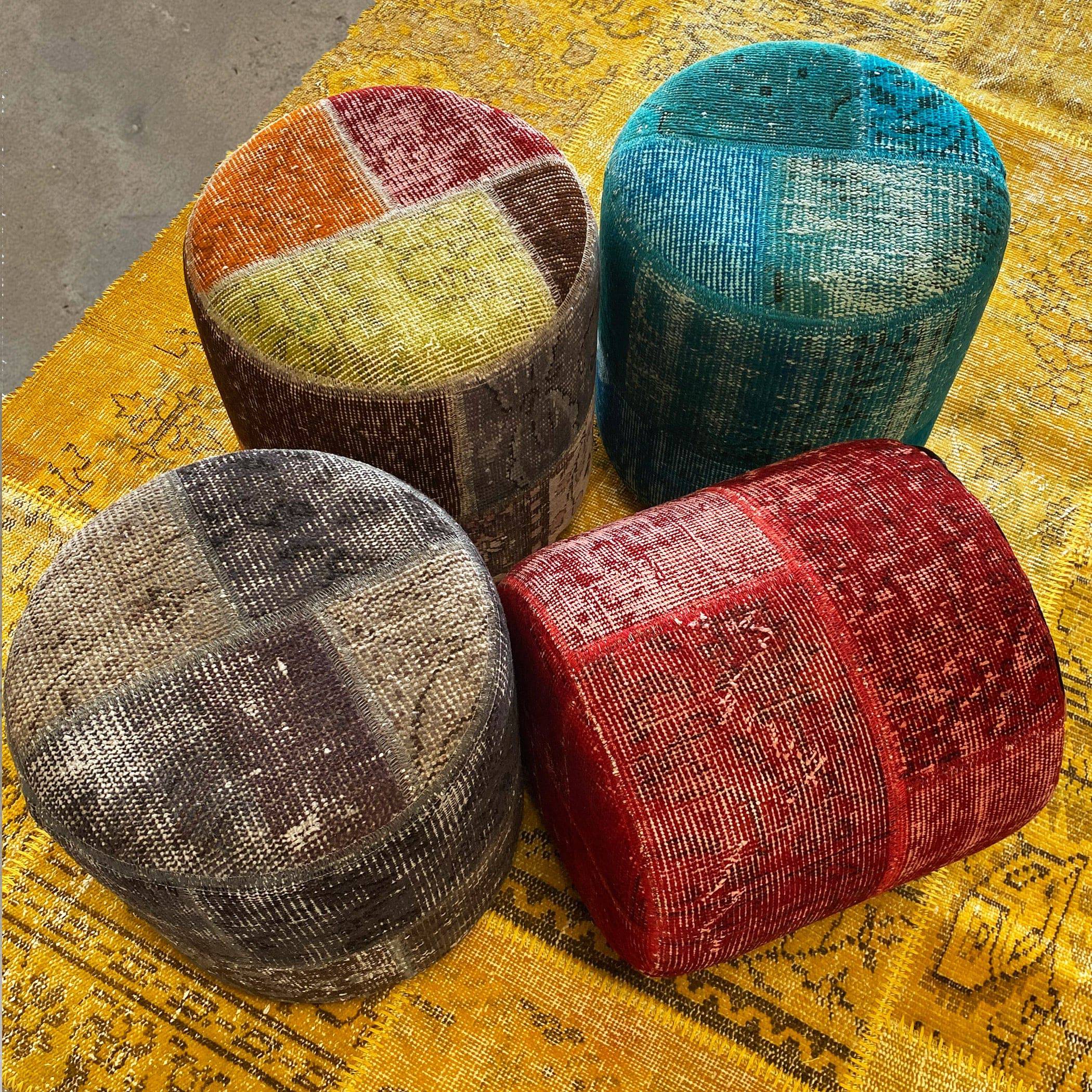 Hali X-Bursa Handmade Over Dyed Pouf Anadolu 001 -  Poufs - ebarza Furniture UAE | Shop Modern Furniture in Abu Dhabi & Dubai - مفروشات ايبازرا في الامارات | تسوق اثاث عصري وديكورات مميزة في دبي وابوظبي