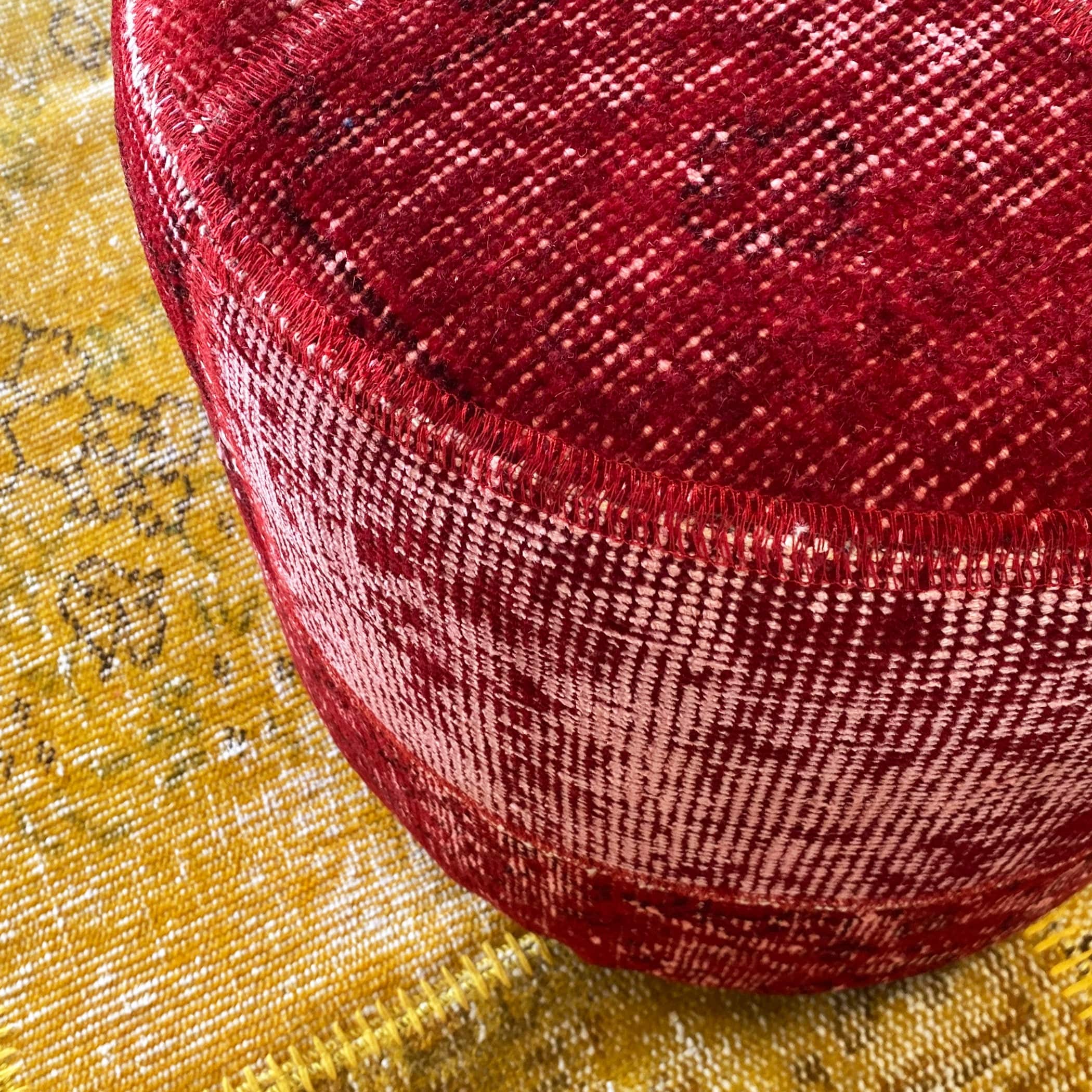 Hali X-Bursa Handmade Over Dyed Pouf Red001 -  Poufs - ebarza Furniture UAE | Shop Modern Furniture in Abu Dhabi & Dubai - مفروشات ايبازرا في الامارات | تسوق اثاث عصري وديكورات مميزة في دبي وابوظبي