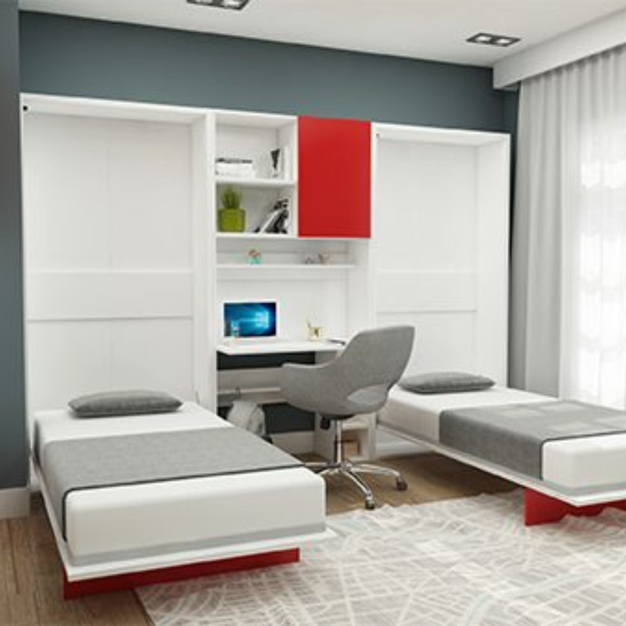 Happy Convertable Wall Bed With Quality Mattress 1101 -  Bedsteads - ebarza Furniture UAE | Shop Modern Furniture in Abu Dhabi & Dubai - مفروشات ايبازرا في الامارات | تسوق اثاث عصري وديكورات مميزة في دبي وابوظبي