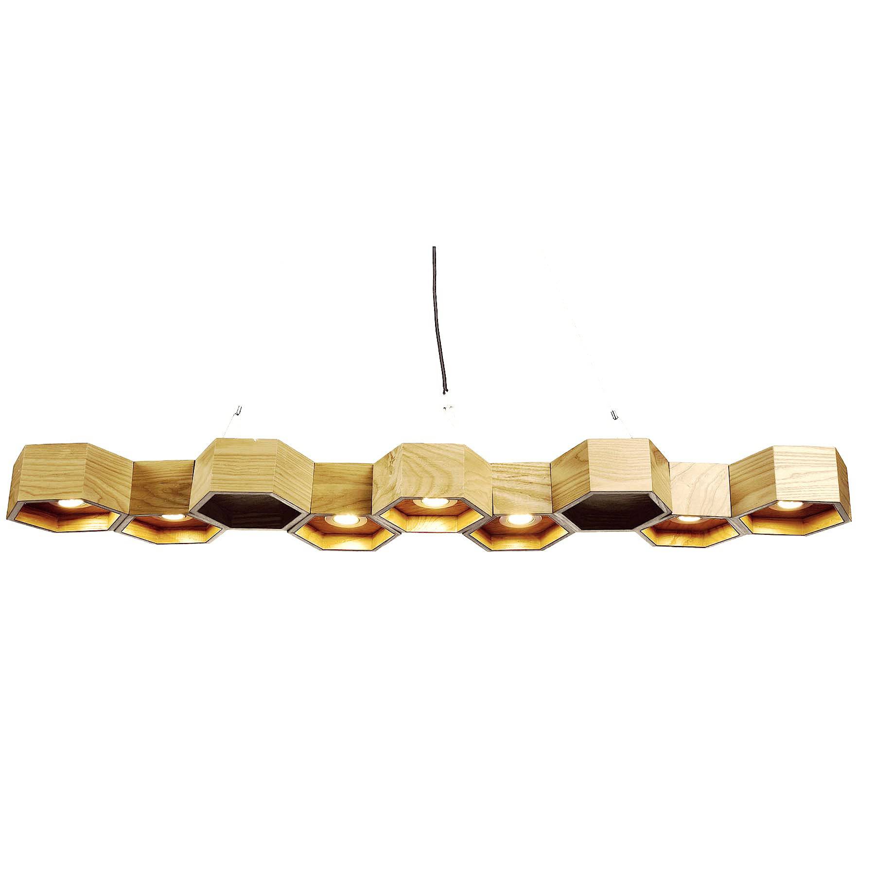 Honeycomb Solid Wood Pendant Lamp With Led Bulbs Bp0687-9N -  Pendant Lamps - ebarza Furniture UAE | Shop Modern Furniture in Abu Dhabi & Dubai - مفروشات ايبازرا في الامارات | تسوق اثاث عصري وديكورات مميزة في دبي وابوظبي