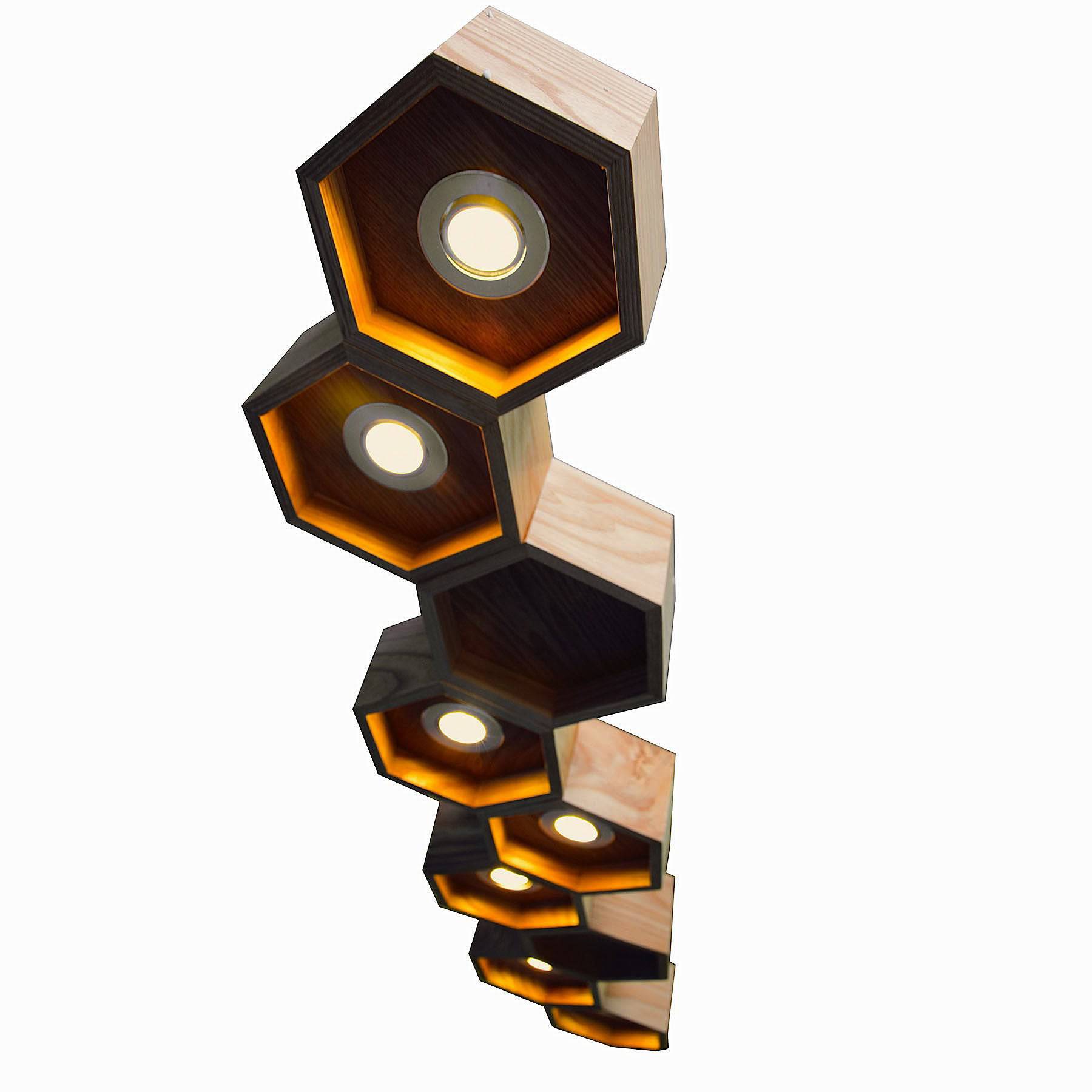 Honeycomb Solid Wood Pendant Lamp With Led Bulbs Bp0687-9N -  Pendant Lamps - ebarza Furniture UAE | Shop Modern Furniture in Abu Dhabi & Dubai - مفروشات ايبازرا في الامارات | تسوق اثاث عصري وديكورات مميزة في دبي وابوظبي