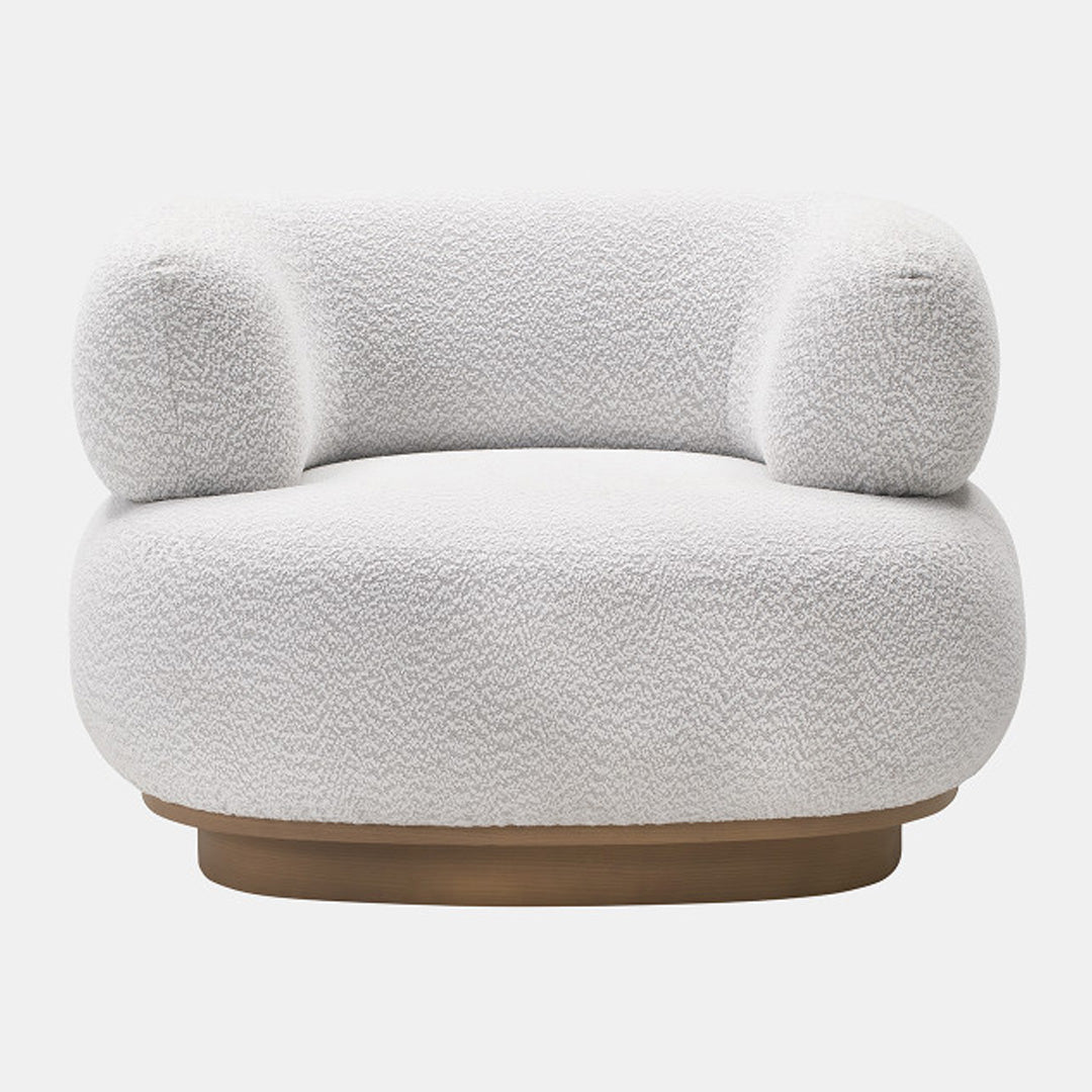 Modern RoundBack Chair With Ottoman - Ivory 17088Ra/ 17088E -  Lounge Chairs | كرسي مستدير عصري مع مسند قدم - عاجي - ebarza Furniture UAE | Shop Modern Furniture in Abu Dhabi & Dubai - مفروشات ايبازرا في الامارات | تسوق اثاث عصري وديكورات مميزة في دبي وابوظبي