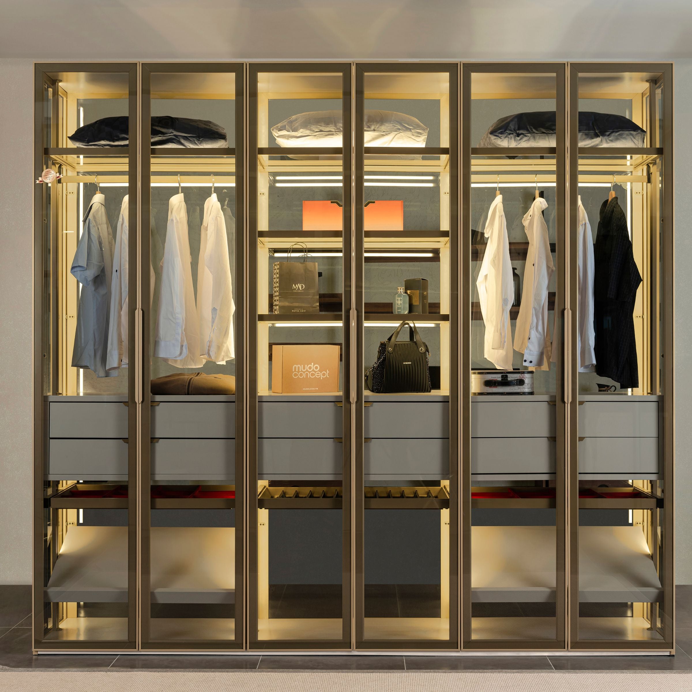 Kapadokya Glass Wardrobe AKYL-KD230 -  Cabinets - ebarza Furniture UAE | Shop Modern Furniture in Abu Dhabi & Dubai - مفروشات ايبازرا في الامارات | تسوق اثاث عصري وديكورات مميزة في دبي وابوظبي