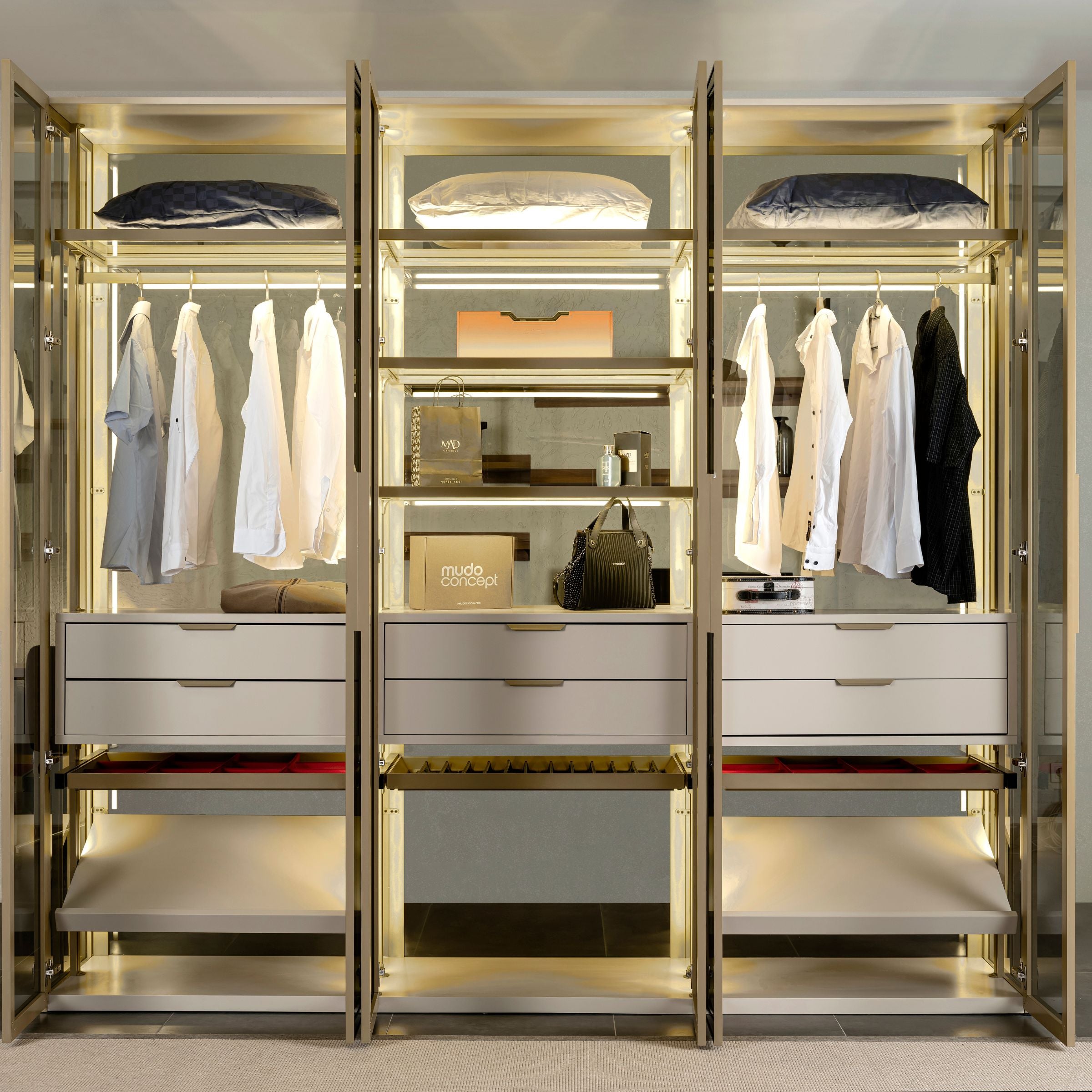 Kapadokya Glass Wardrobe AKYL-KD230 -  Cabinets - ebarza Furniture UAE | Shop Modern Furniture in Abu Dhabi & Dubai - مفروشات ايبازرا في الامارات | تسوق اثاث عصري وديكورات مميزة في دبي وابوظبي